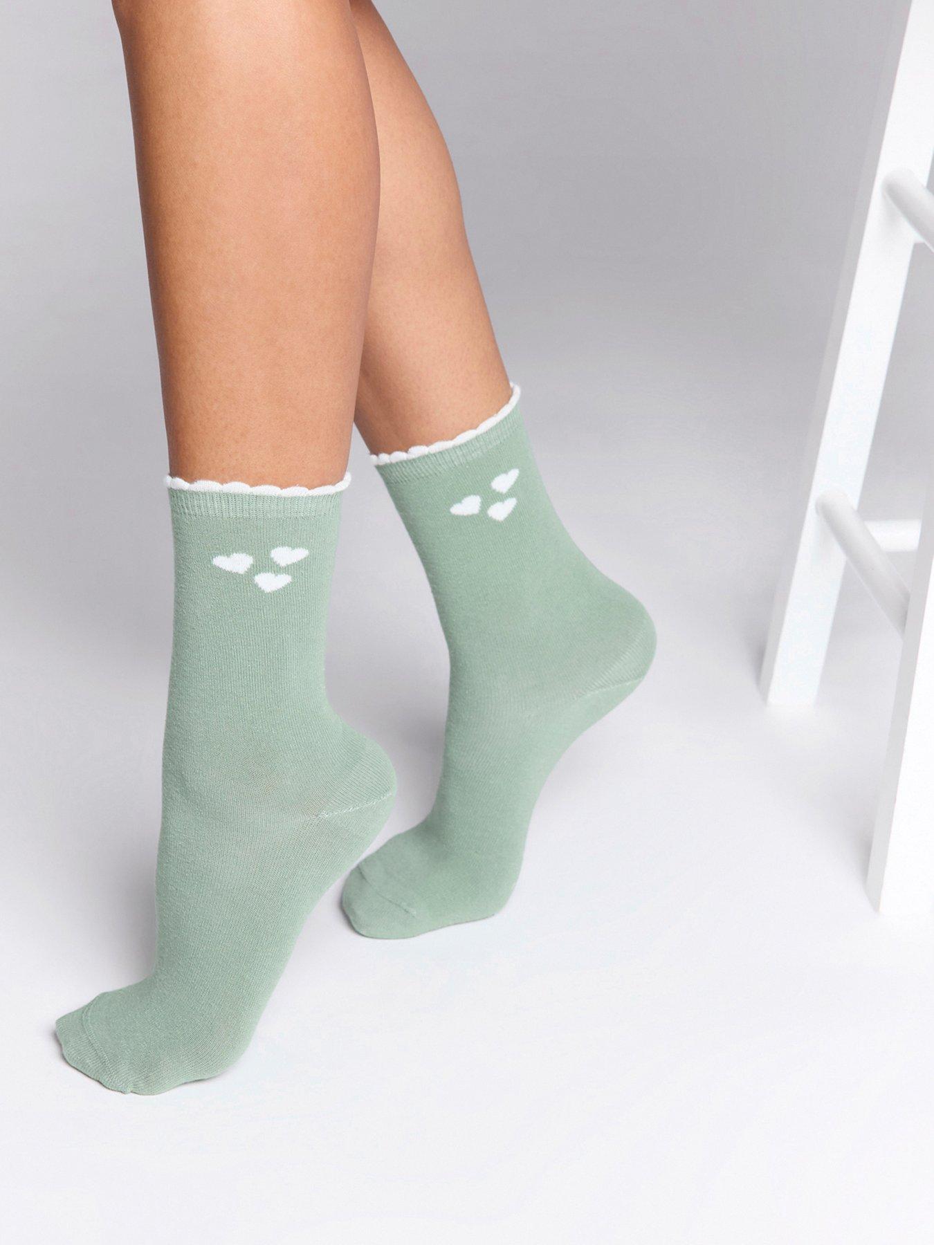 Boux Avenue Heart Print Pack Of 2 Ankle Socks - Pistachio