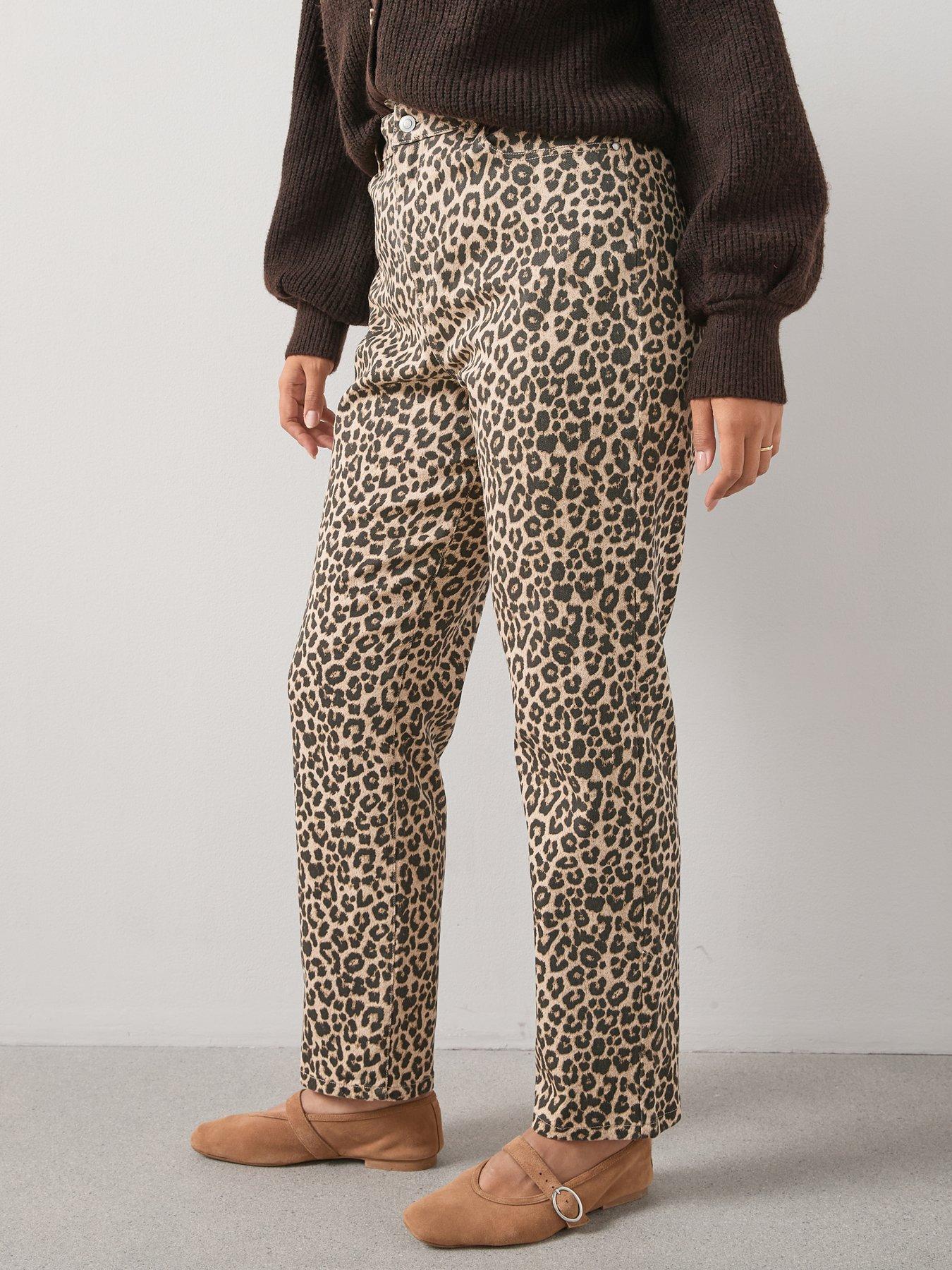 V by Very Curve Straight Leg Jean - Animal Print