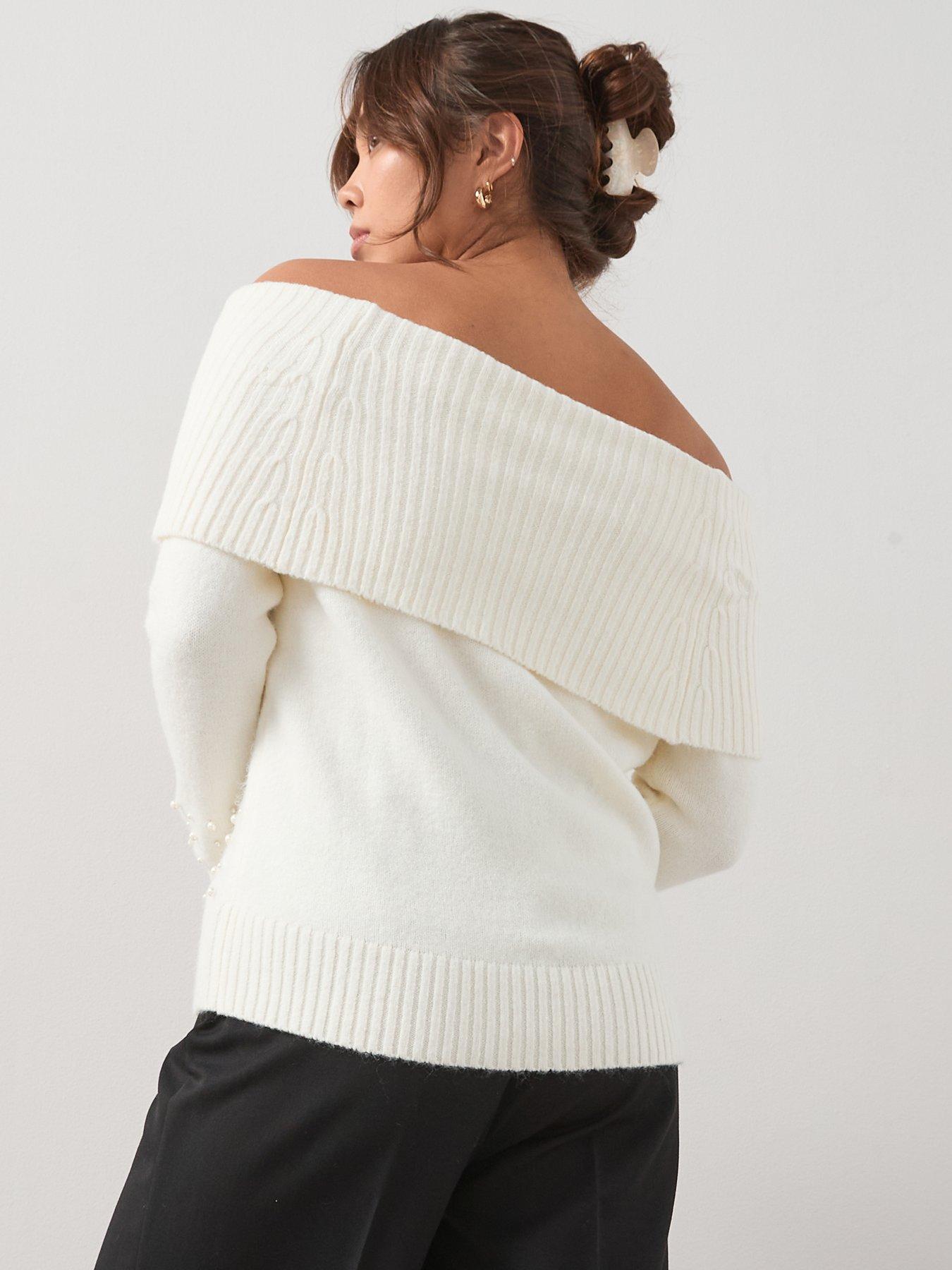 Image 2 of 6 of The Very Collection Curve Pearl Trim Off The Shoulder Jumper