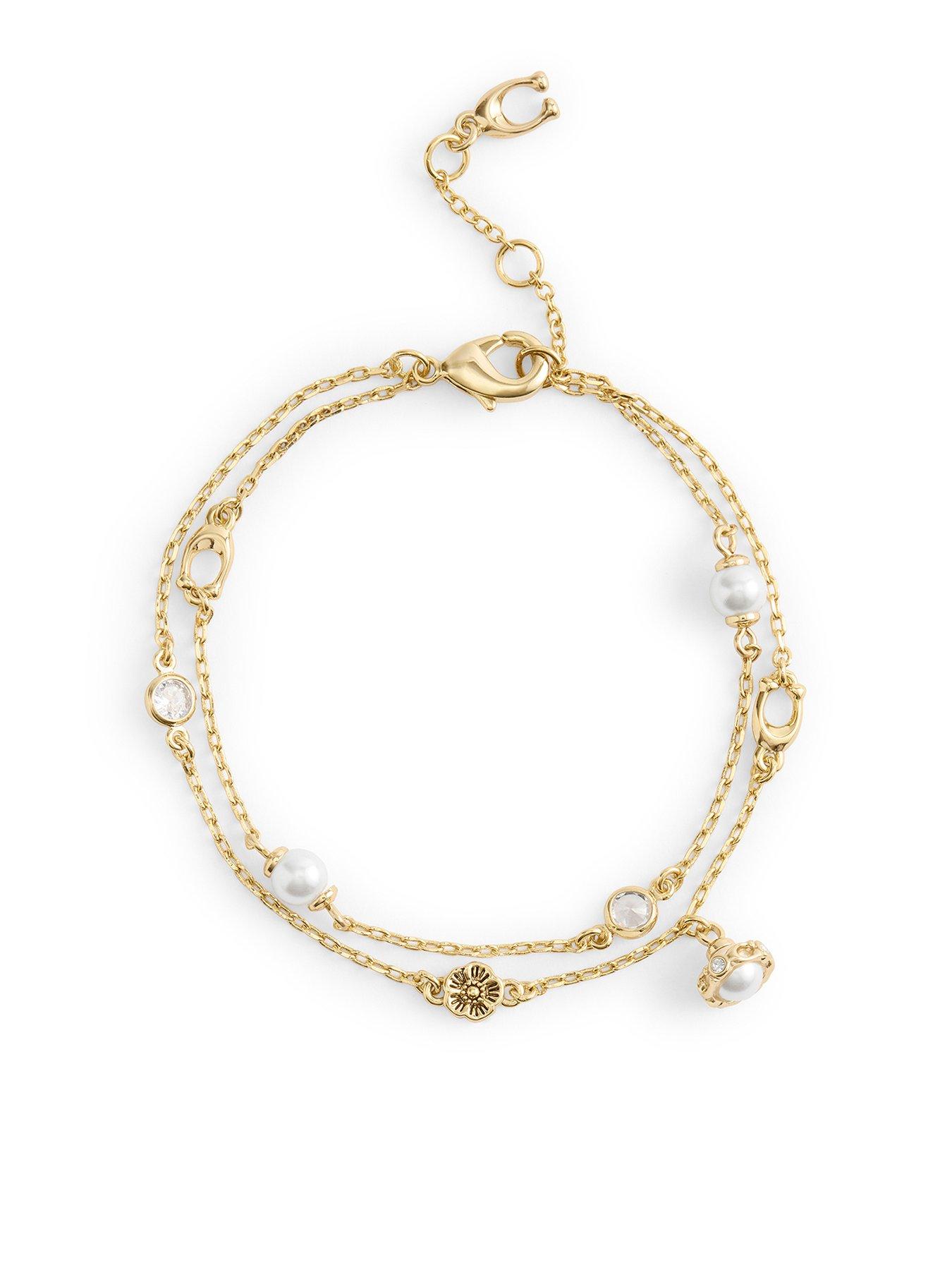 undefined Pearl Charm Multi Flex Bracelet - Gold