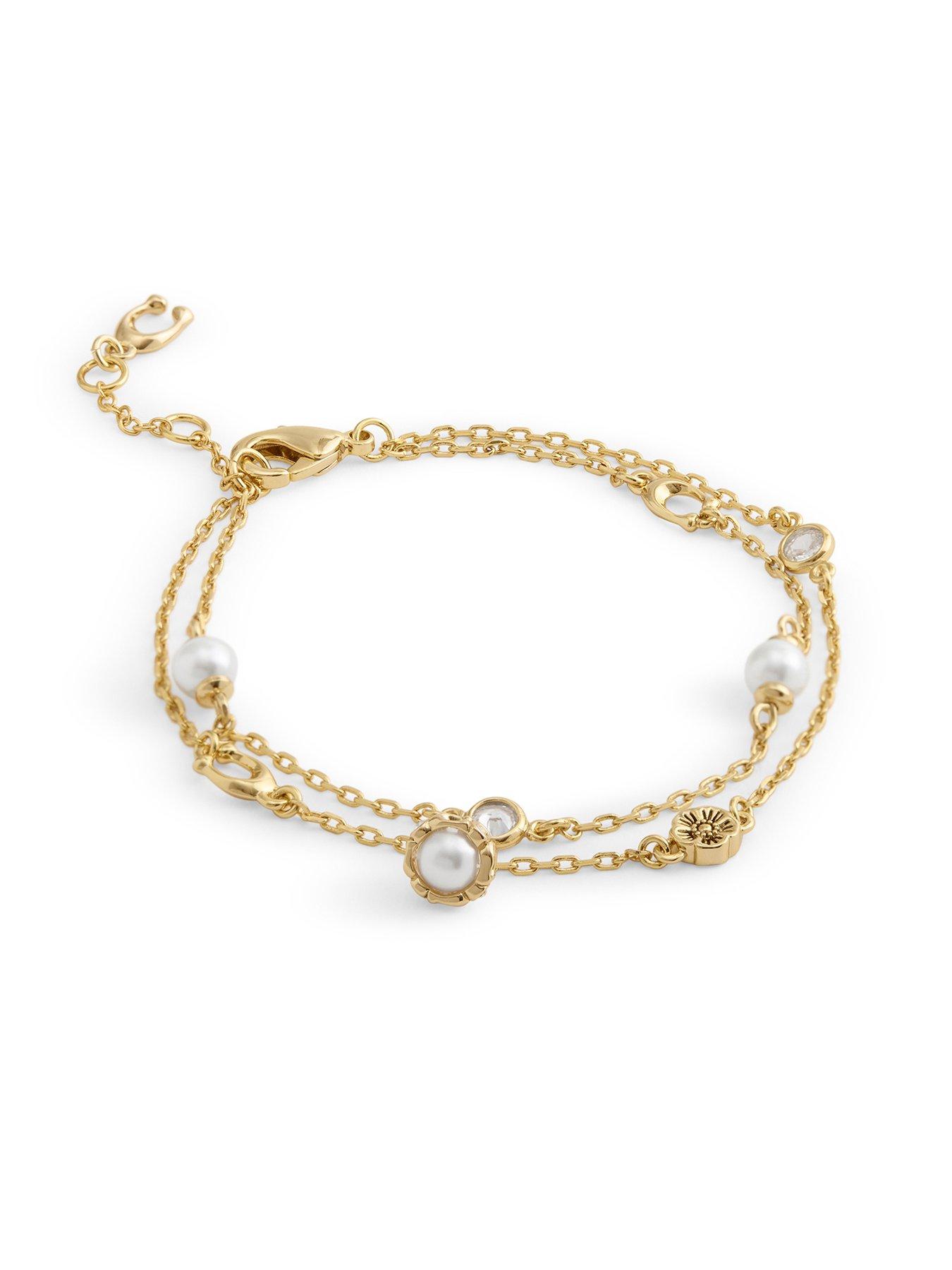 Image 2 of 4 of COACH Pearl Charm Multi Flex Bracelet - Gold