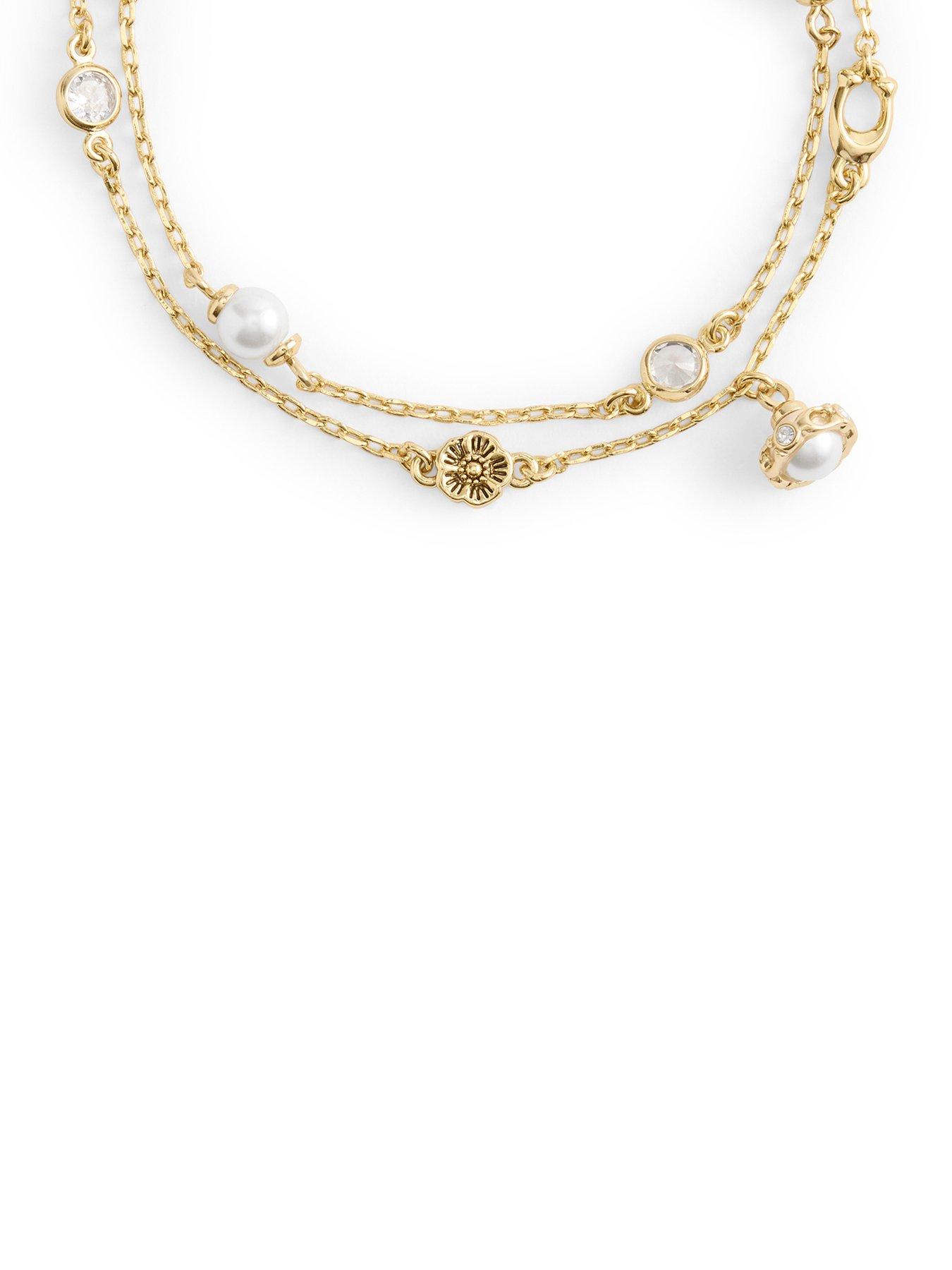 Image 3 of 4 of COACH Pearl Charm Multi Flex Bracelet - Gold