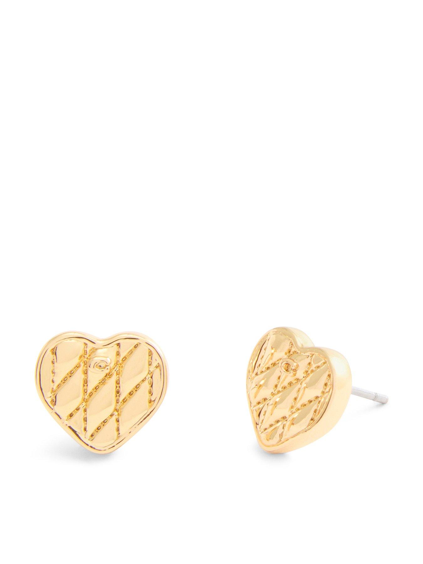 undefined Quilted Heart Bag Stud Earrings - Gold