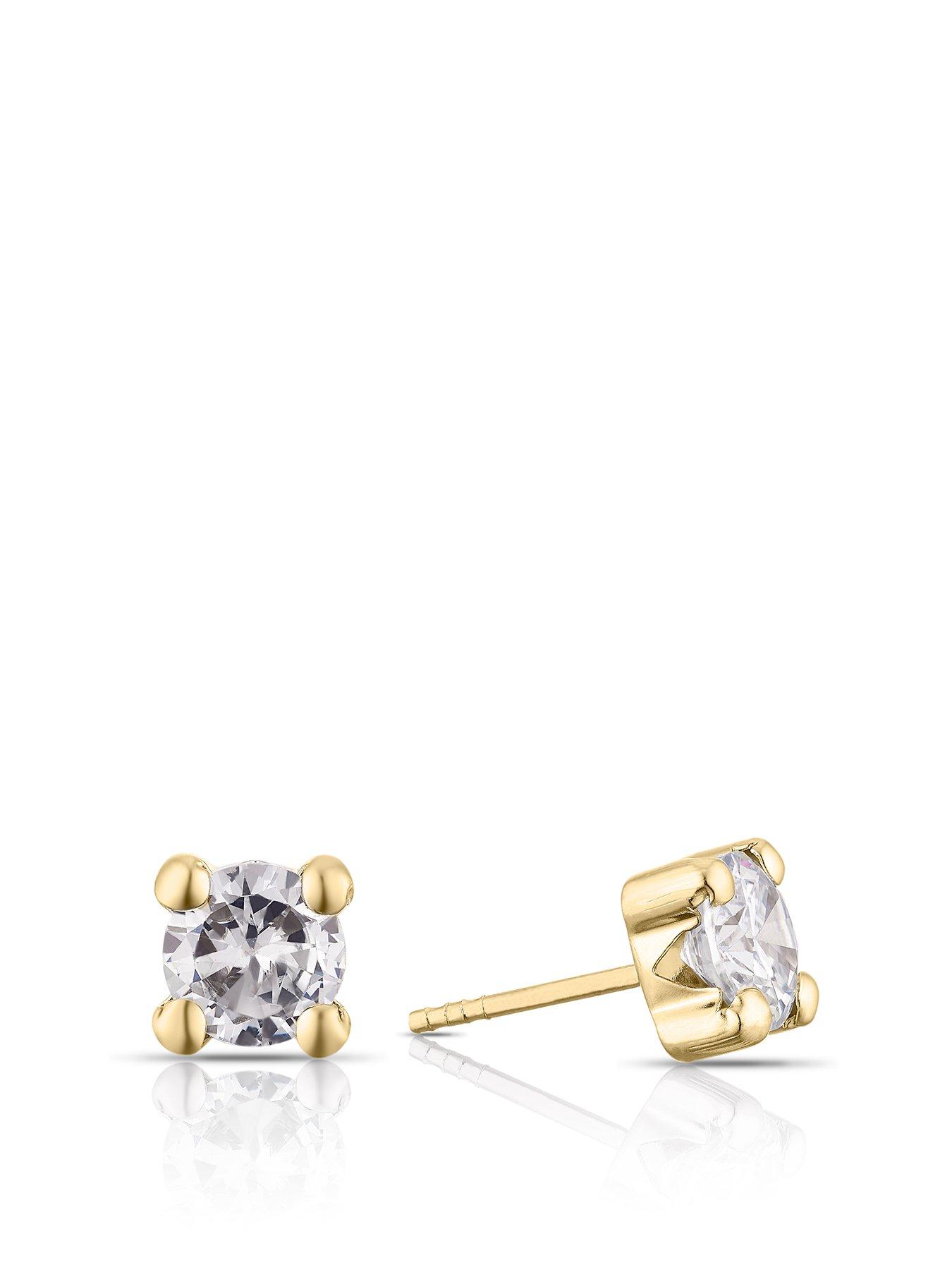 undefined 9ct Yellow Gold Earrings. 6mm Cubic Zirconia Stud Earrings