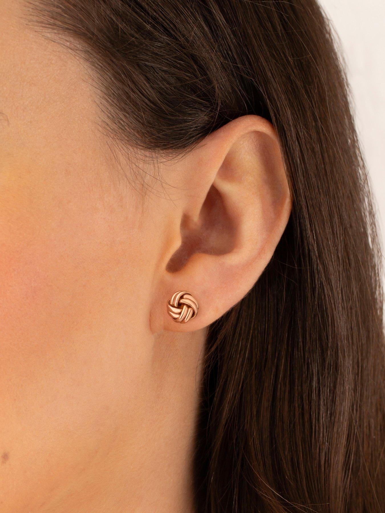 Ernest Jones 9ct Yellow Gold Knot Stud Earrings Very