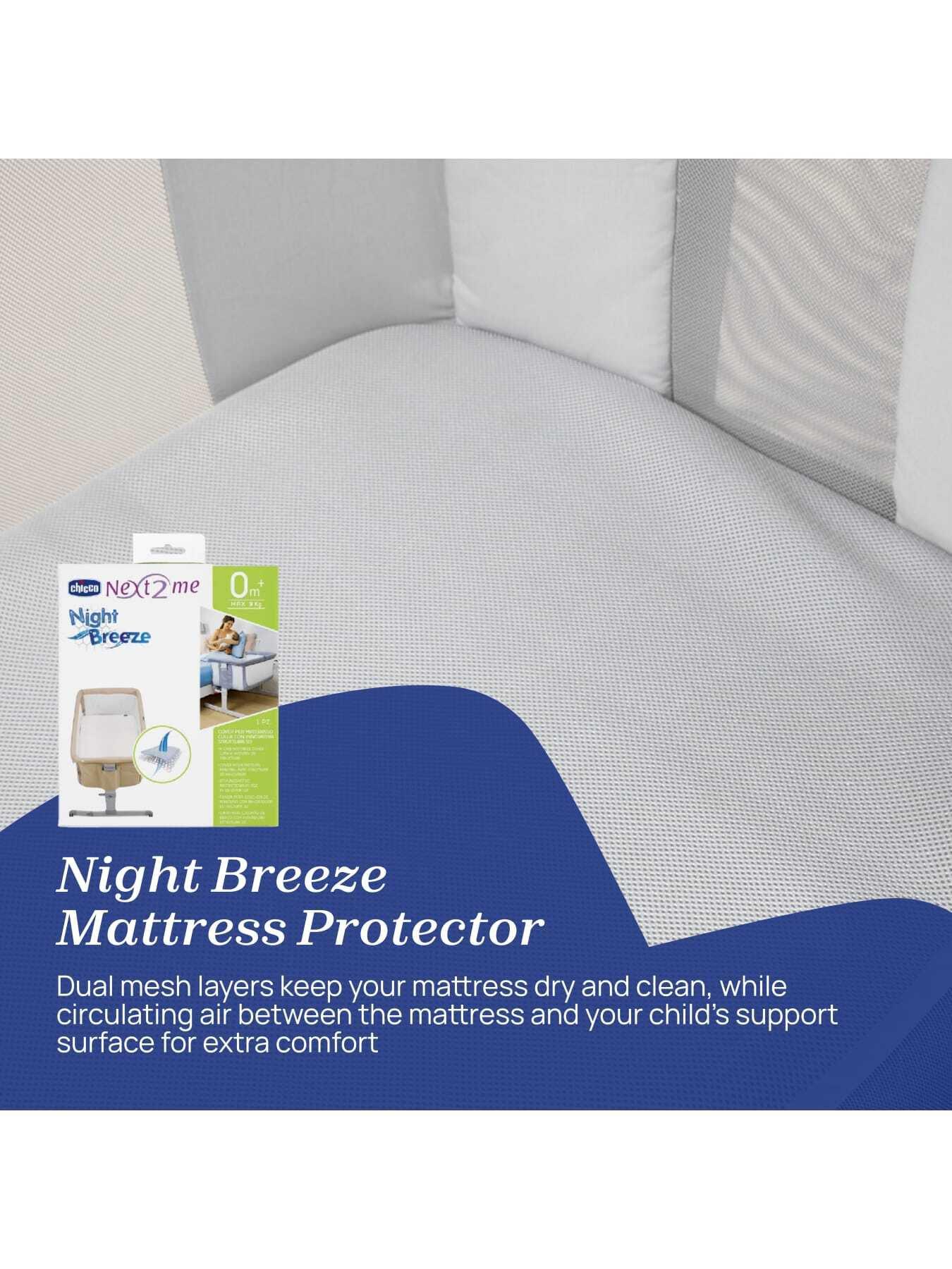 Image 5 of 6 of Chicco Next2Me Bedside Crib, Mattress Protector &amp; 2 Fitted Sheets, Grey Fox