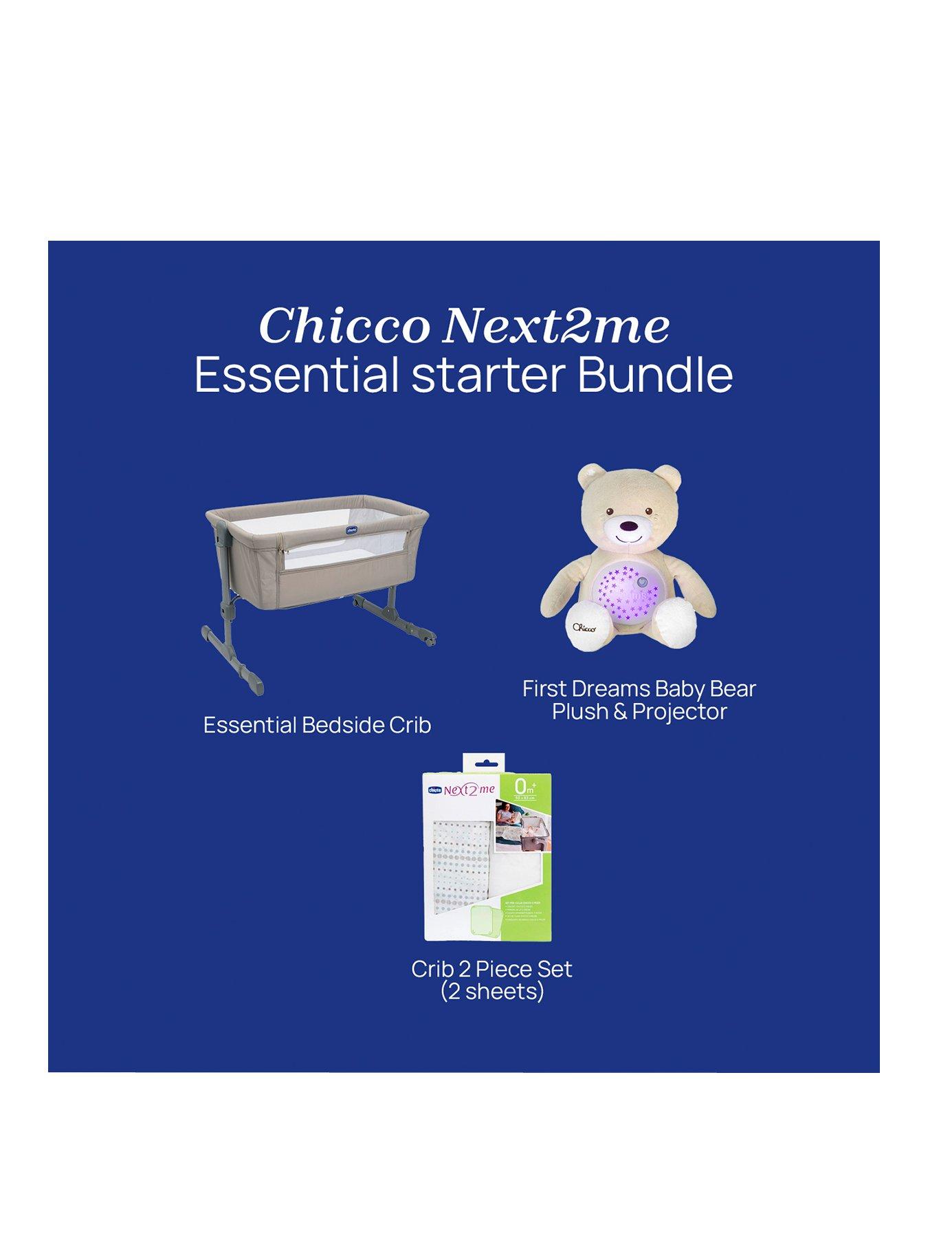 Image 2 of 6 of Chicco Next2Me Essential Crib, Plush Bear Projector &amp; 2 Crib Sheets, Air