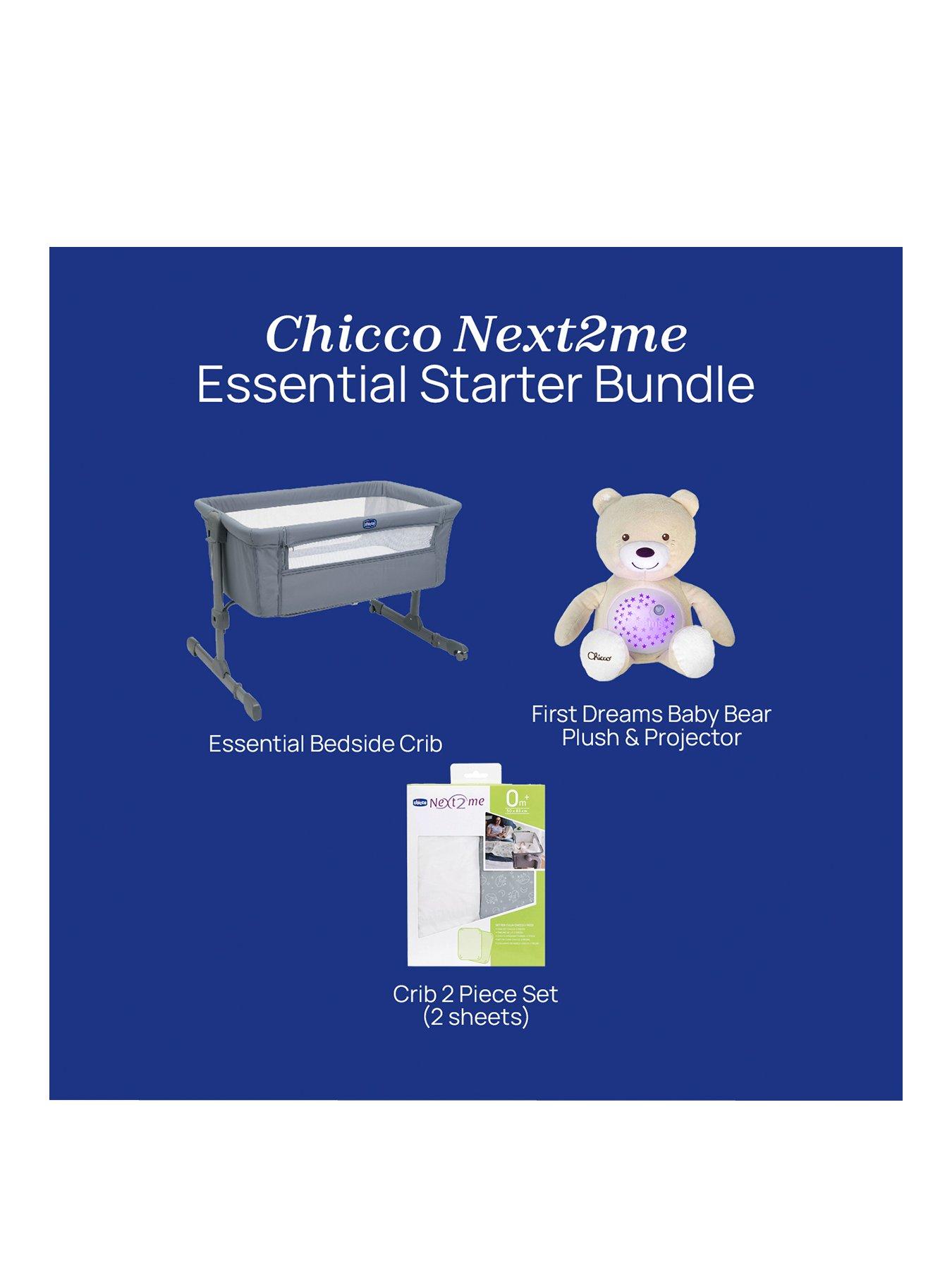 Image 2 of 6 of Chicco Next2Me Essential Crib, Plush Bear Projector &amp; 2 Crib Sheets