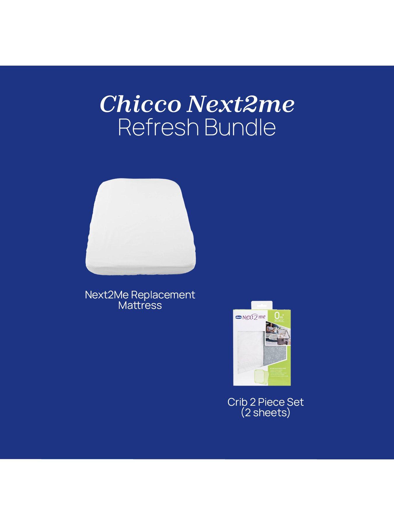 Image 3 of 6 of Chicco Next2Me Refresh Bundle, Replacement Mattress &amp; 2 Fitted Sheets, Grey Fox