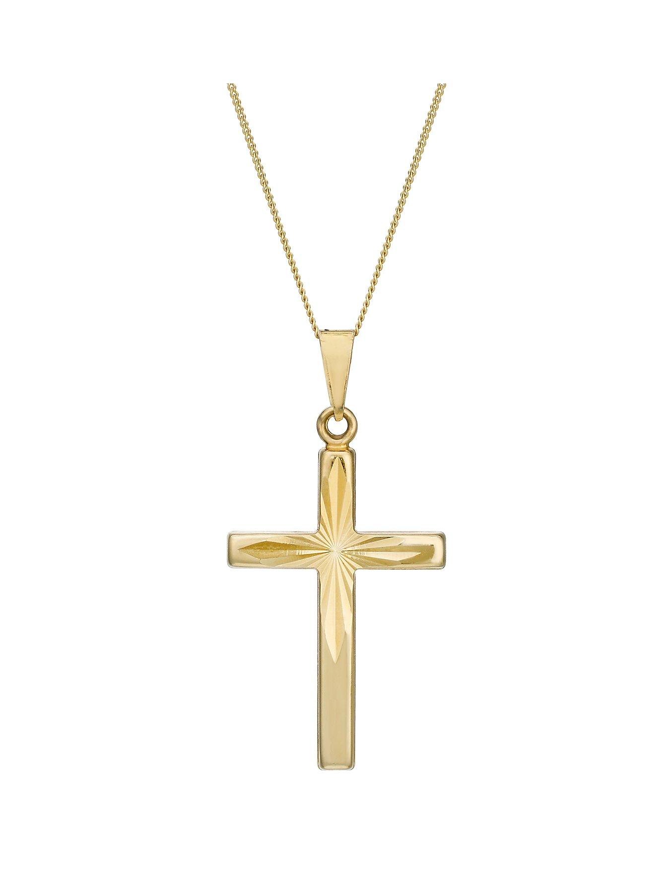 H. Samuel 9ct Yellow Gold Necklace. Crucifix Pendant