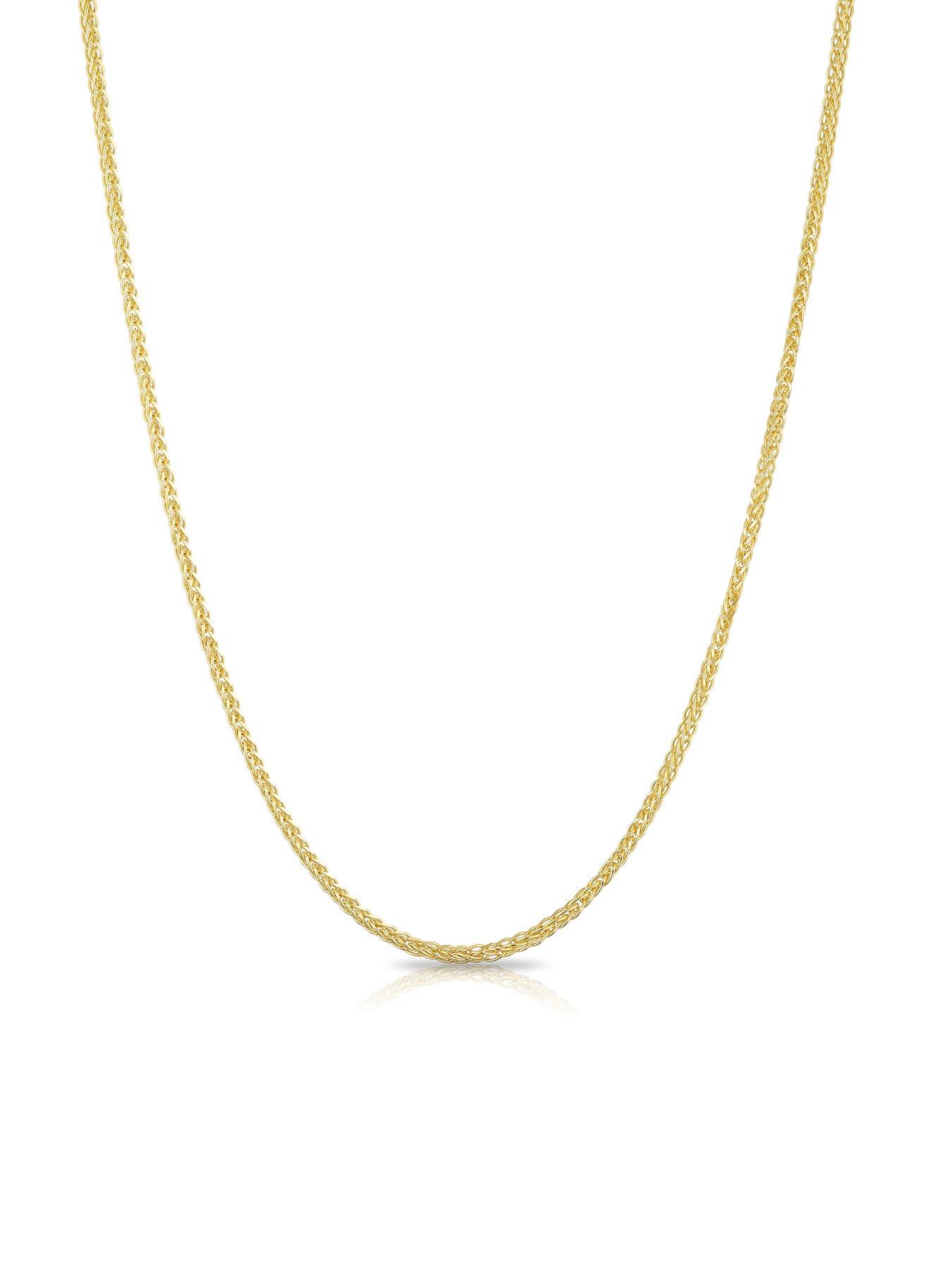 undefined 9ct Yellow Gold Necklace. 24 Inch Adjustable Dainty Spiga Chain