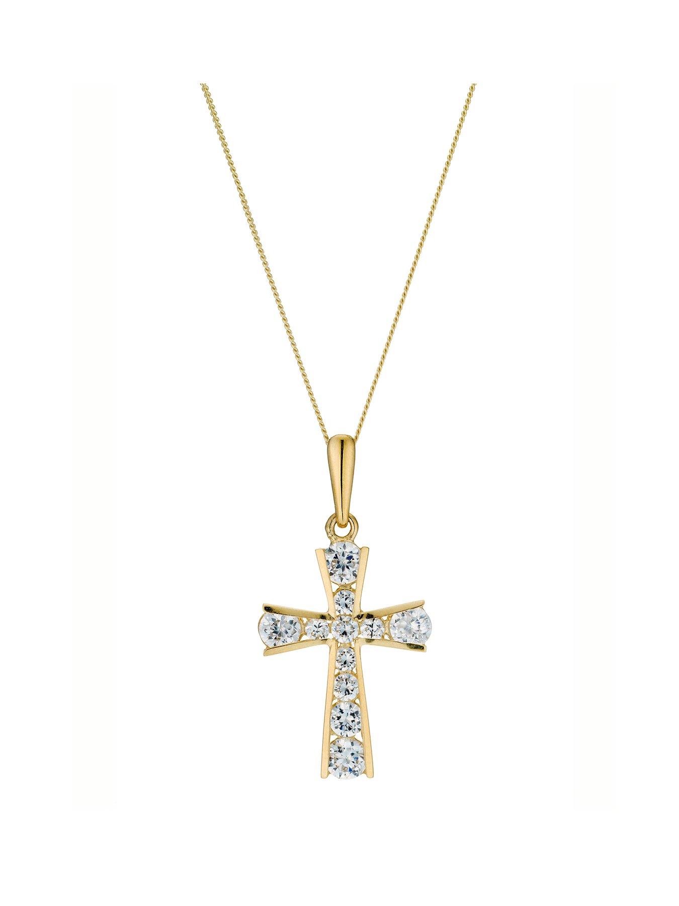 H. Samuel 9ct Yellow Gold Necklace. 16 inch Necklace with Crucifix Pendant