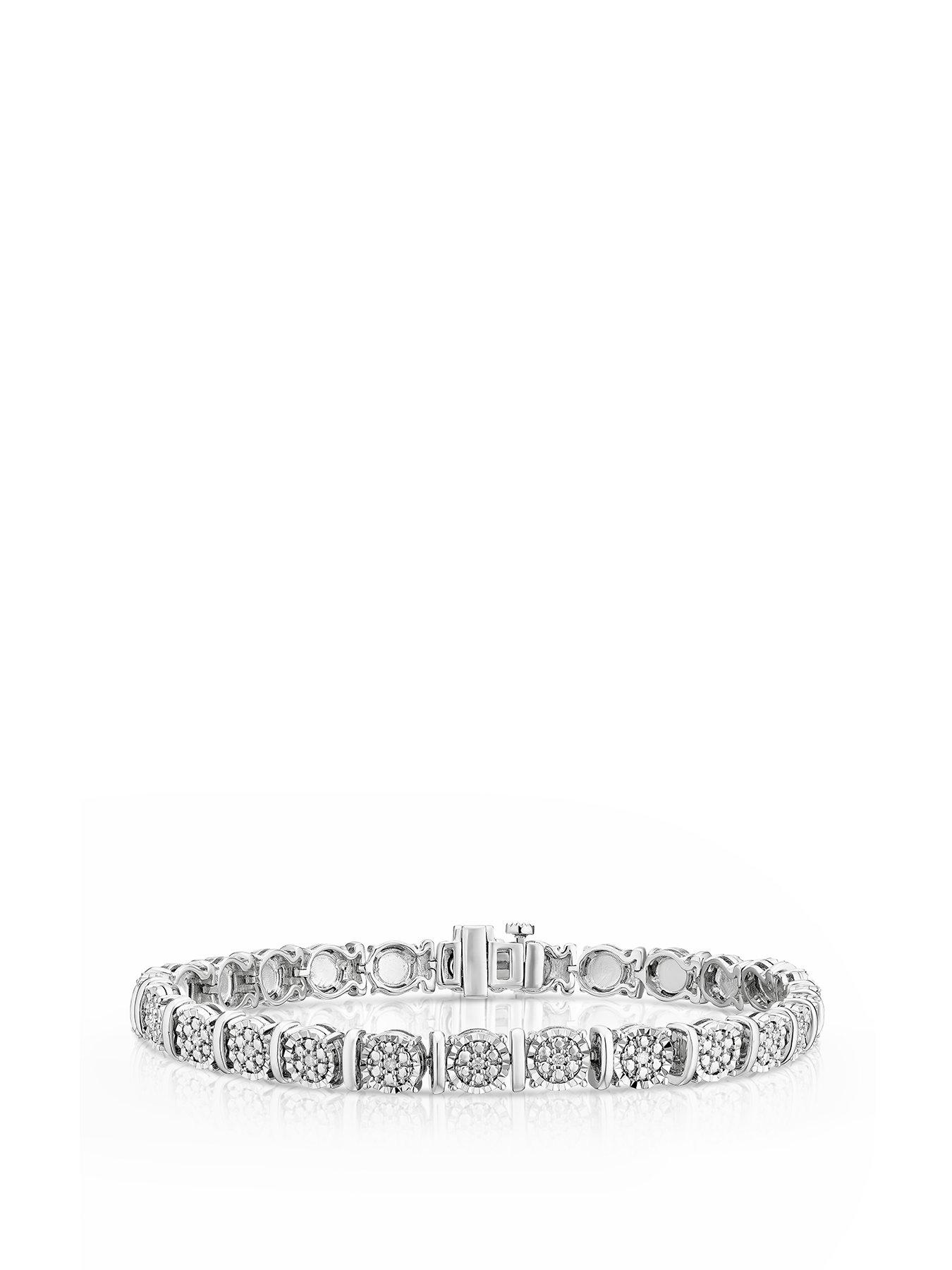 undefined Sterling Silver Bracelet. 0.12ct Diamond Illusion Set Tennis Bracelet