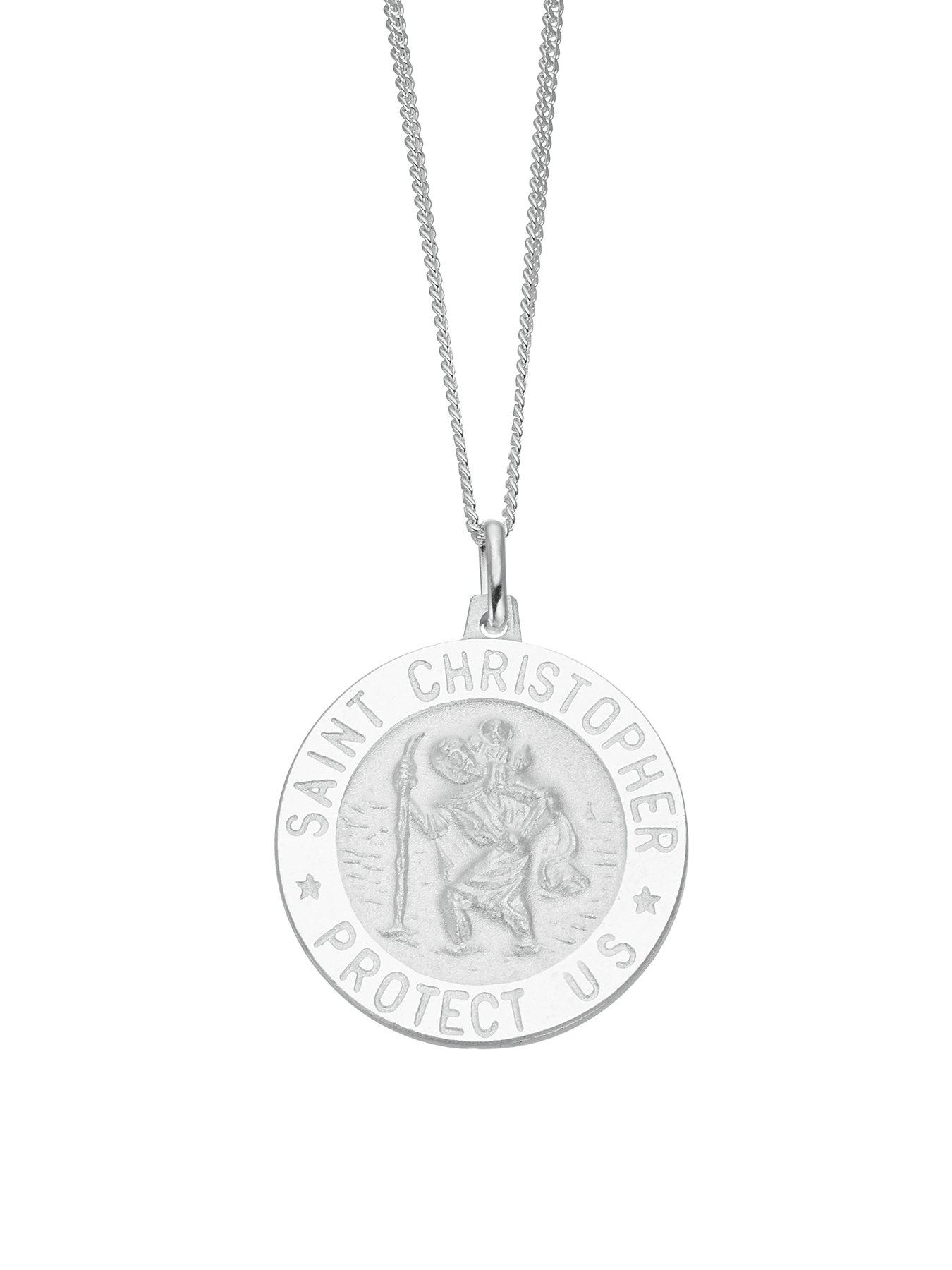 undefined Sterling Silver Necklace. St Christopher Pendant