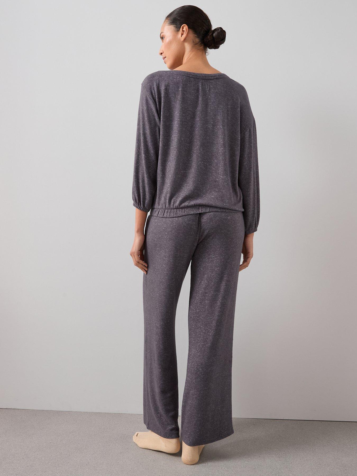 Image 2 of 6 of The Very Collection Soft Touch Seam Detail Wide Leg Loungewear Set - Grey