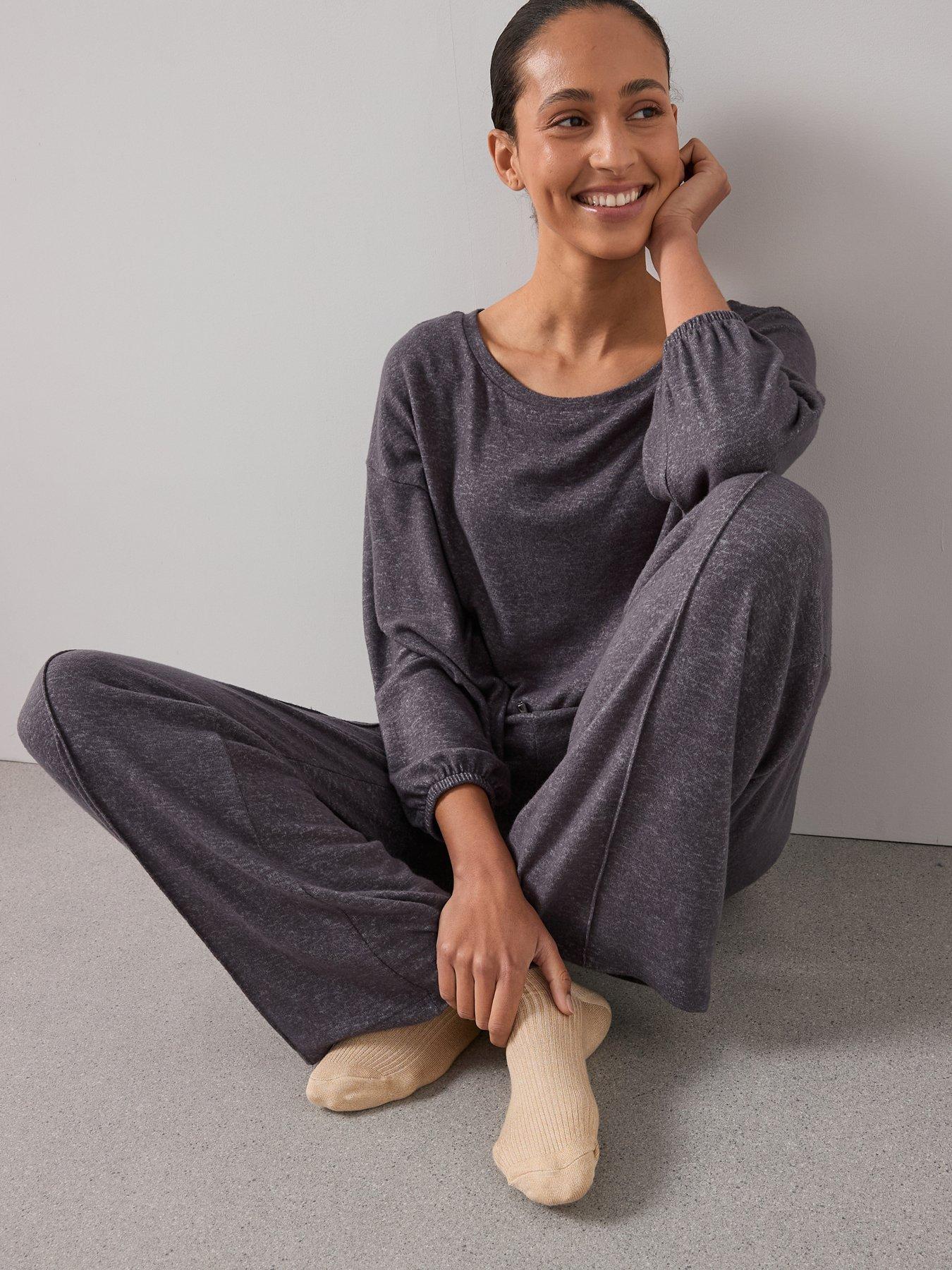 Image 4 of 6 of The Very Collection Soft Touch Seam Detail Wide Leg Loungewear Set - Grey