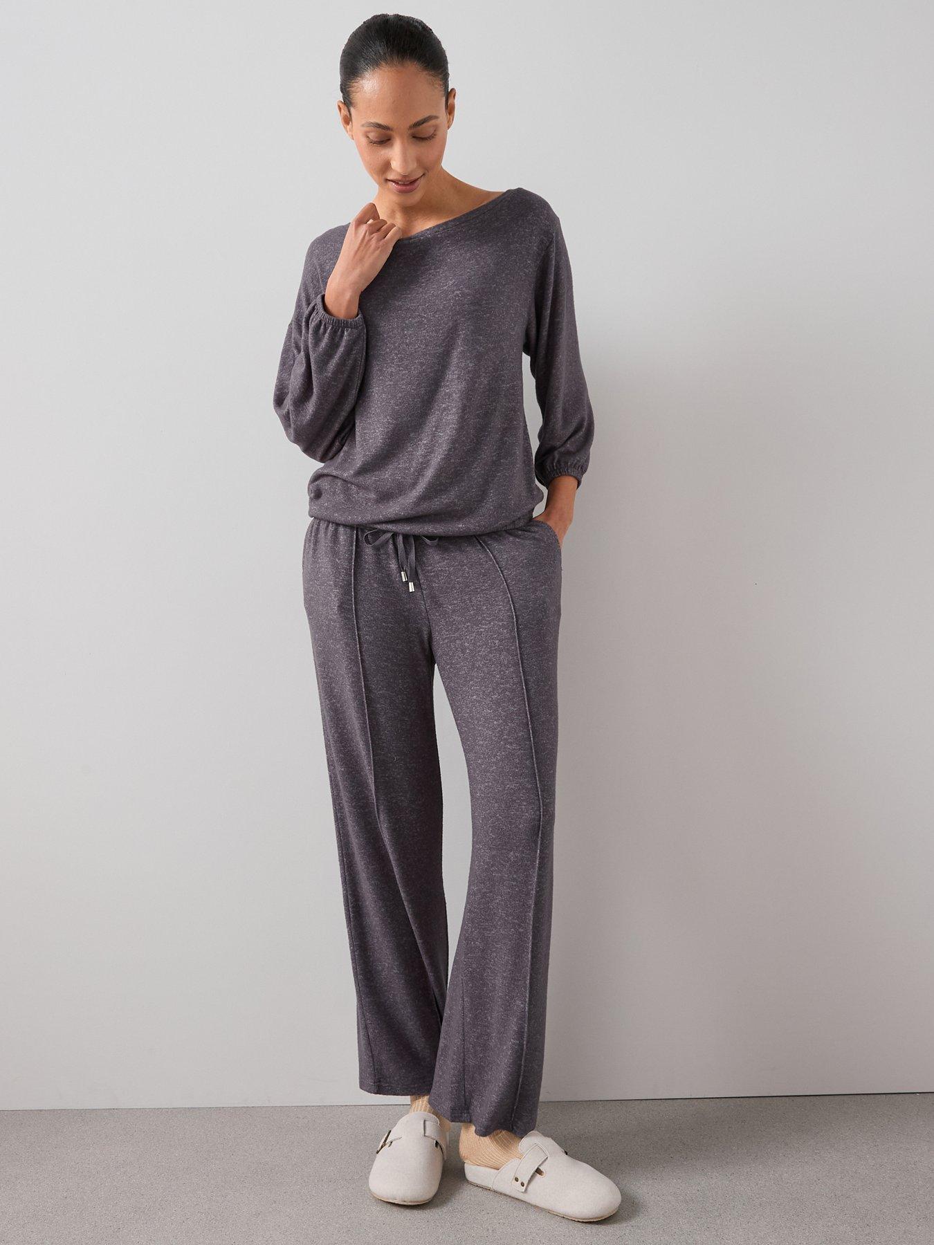 Image 5 of 6 of The Very Collection Soft Touch Seam Detail Wide Leg Loungewear Set - Grey