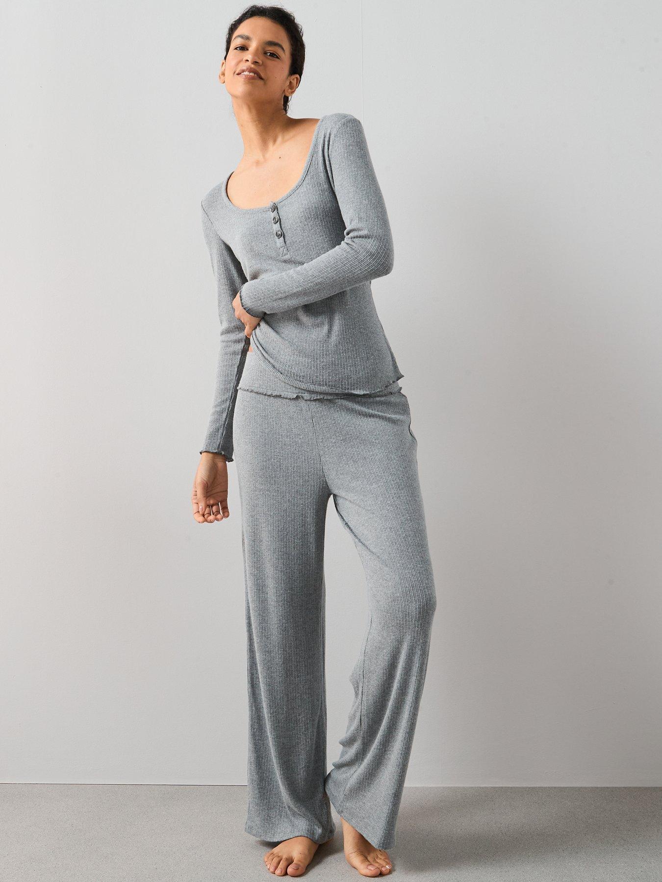 The Very Collection Soft Touch Rib Henley With Wide Leg Pyjama Set ...