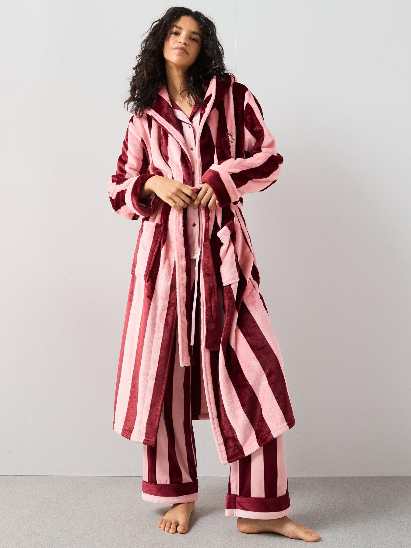 The Very Collection Stripe Slogan Dressing Gown - Pink