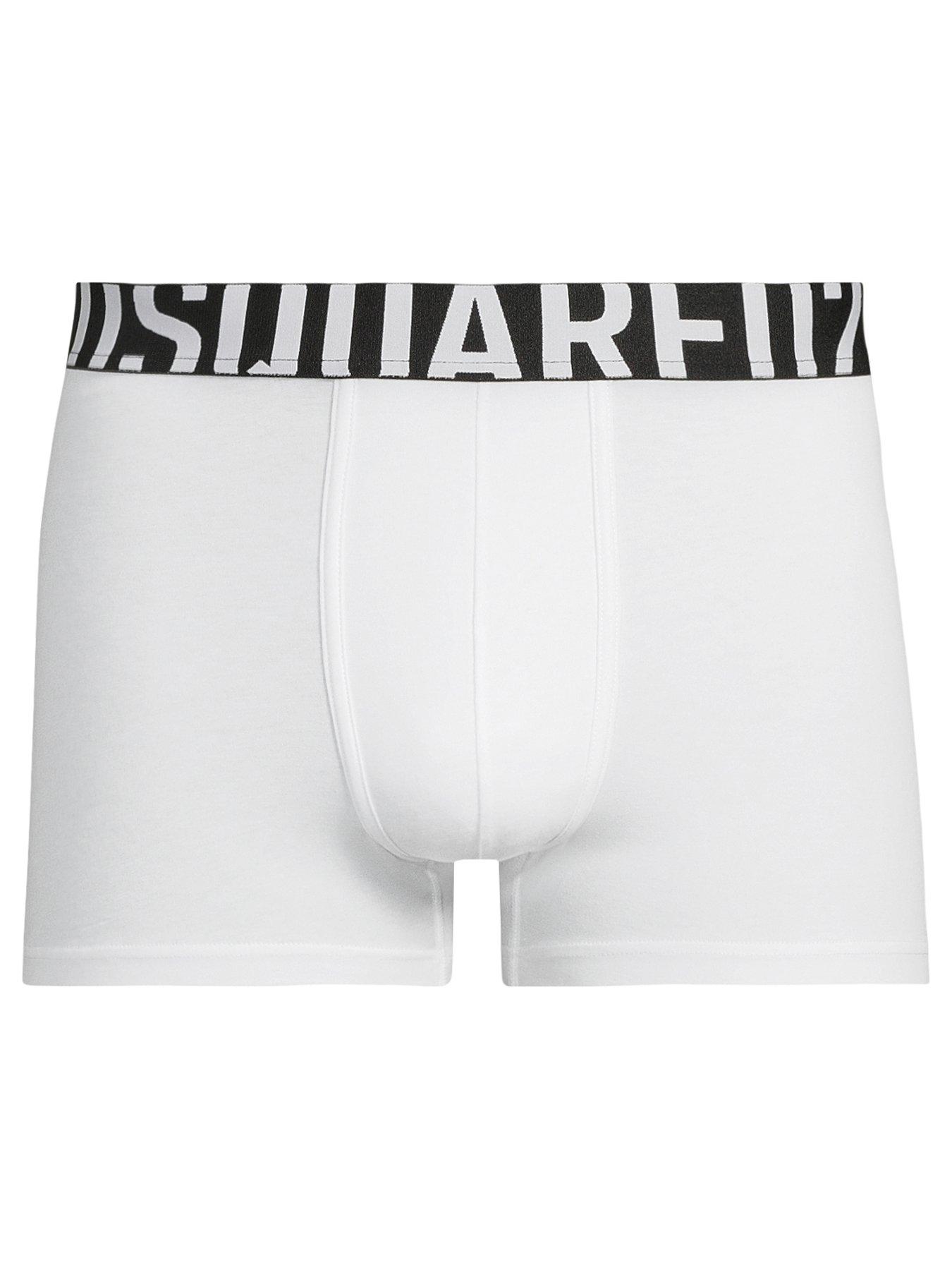 undefined Dsquared Stretch Cotton Logo Trunks - White/black