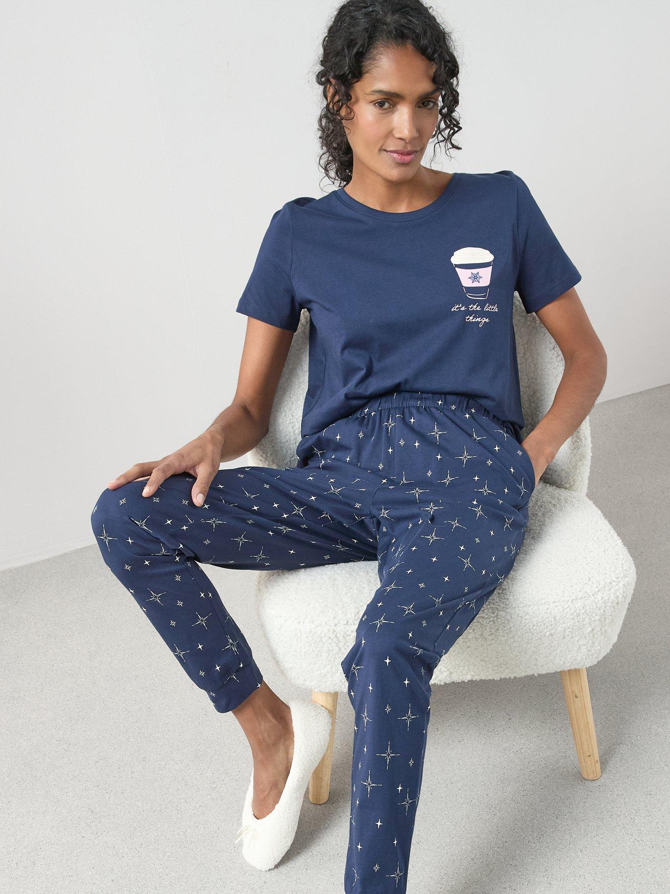 The Very Collection Short Sleeve Coffee Cup And Jogger Pyjama Set ...