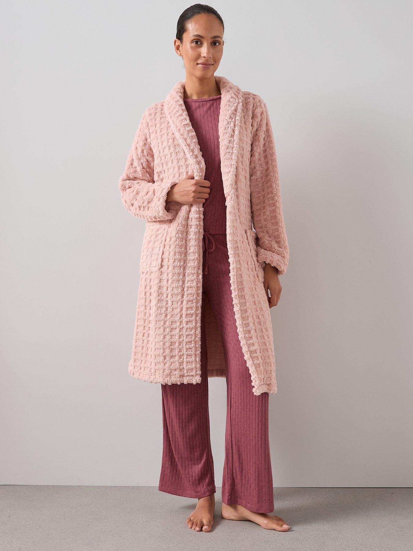 Image 3 of 6 of The Very Collection Pointelle Tie Front Ls Op And Wide Leg Bottom Pj Set - Red