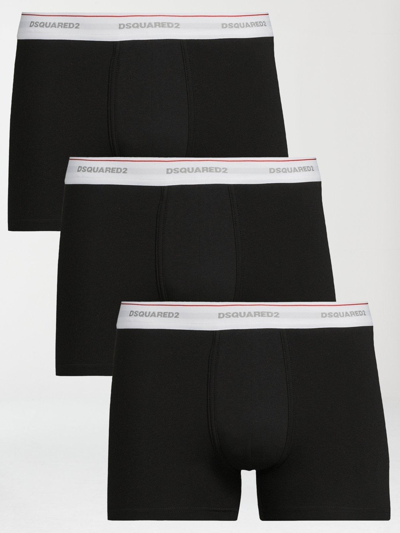 undefined Dsquared Stretch Cotton 3 Pack Of Trunks - Black