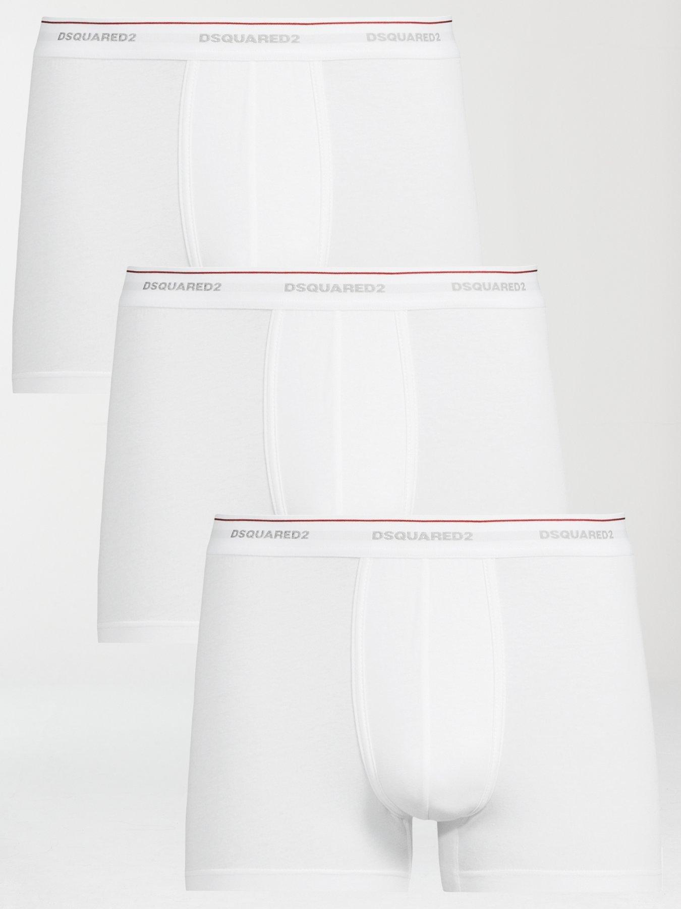 undefined Dsquared Stretch Cotton 3 Pack Of Trunks - White