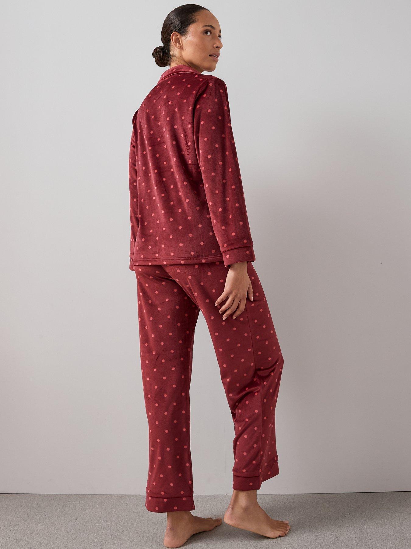 Image 2 of 6 of The Very Collection Polka Dot Fleece Revere Set - Red