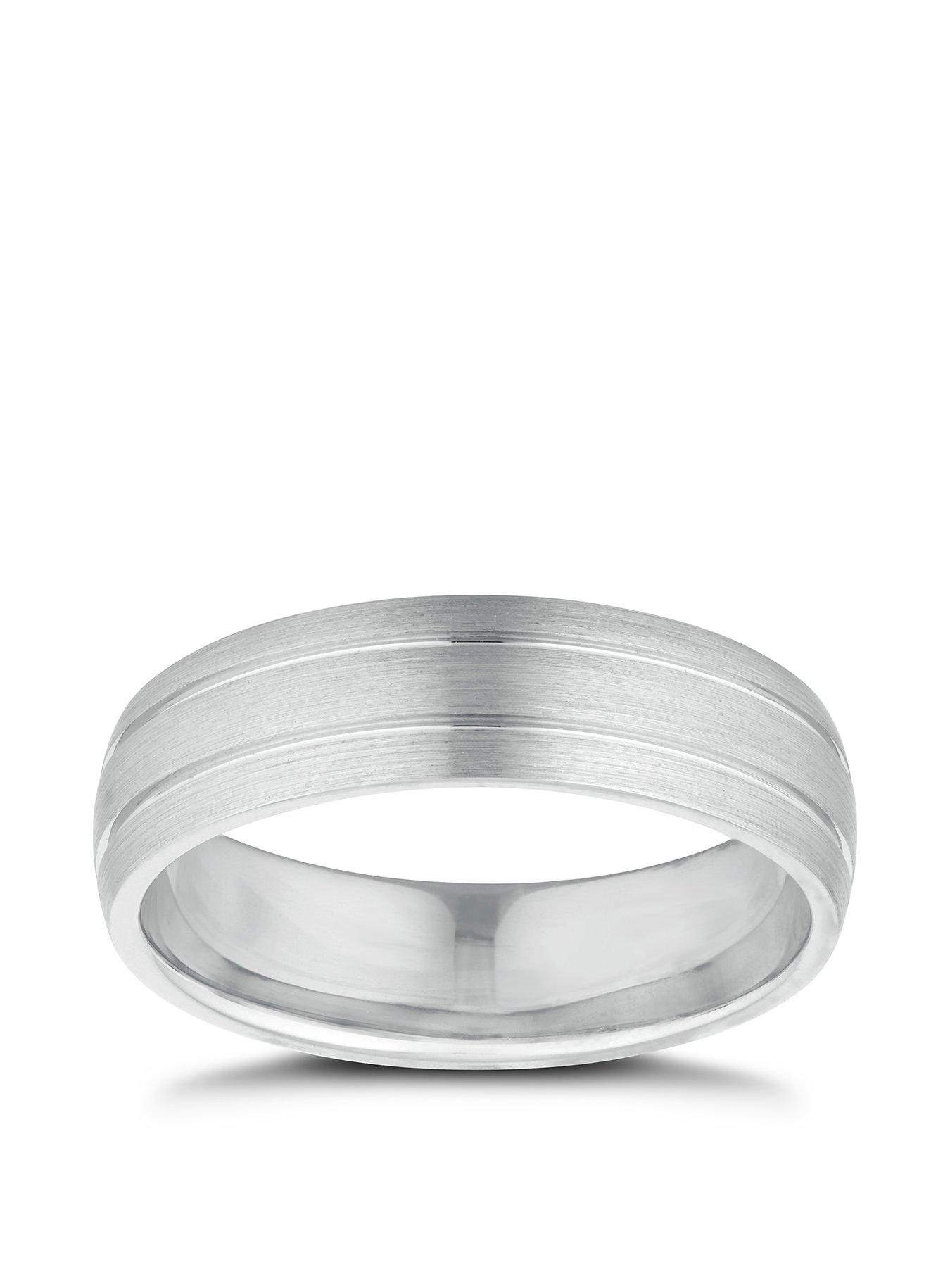 undefined Sterling Silver Wedding Band. Patterned Mens Wedding Band