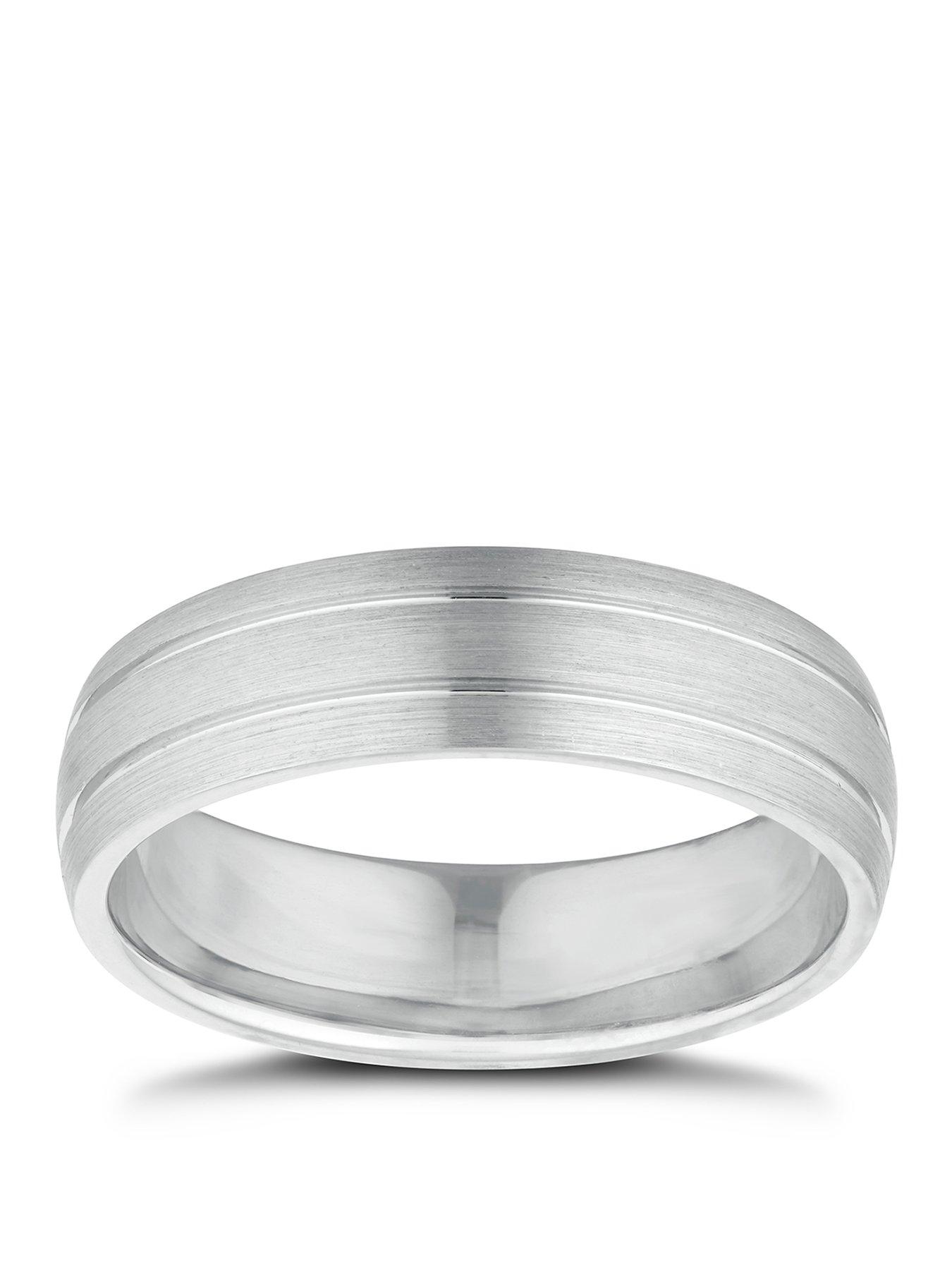 H. Samuel Sterling Silver Wedding Band. Patterned Mens Wedding Band