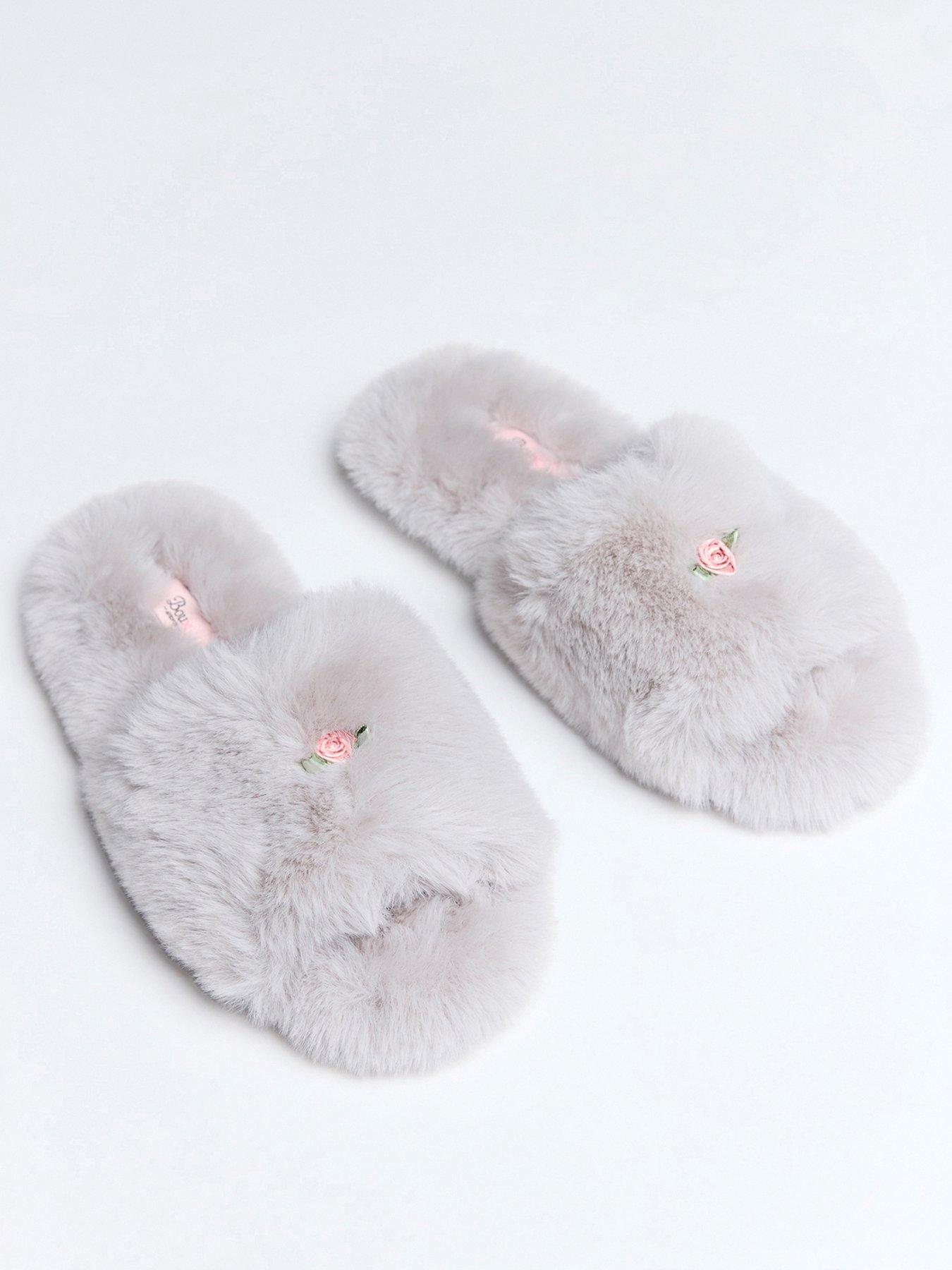 Image 2 of 5 of Boux Avenue Rosebud Slider Slippers - Grey