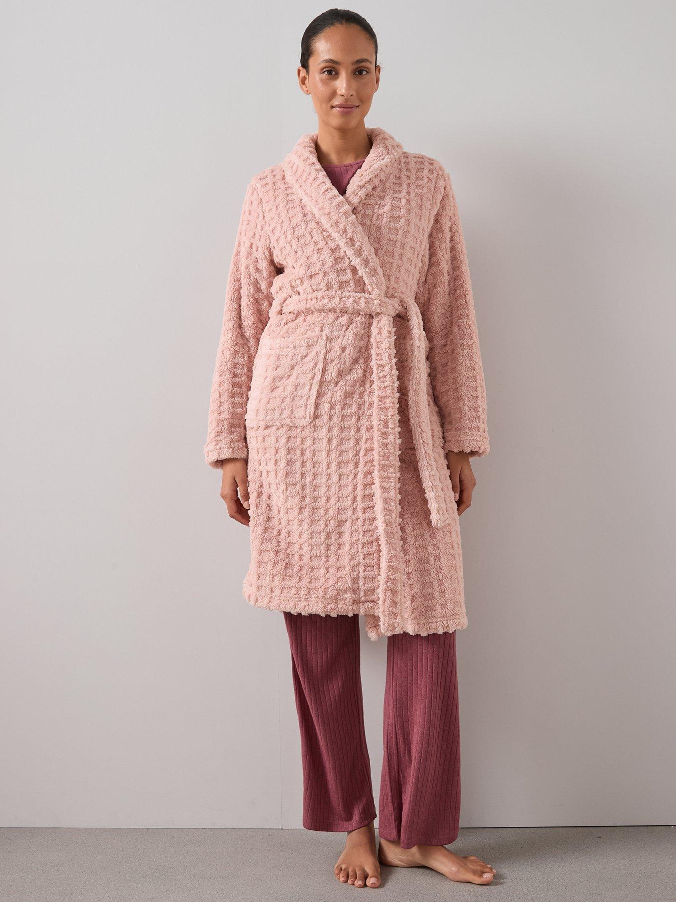 Image 6 of 6 of The Very Collection Jaquard Well Soft Shawl Collar Gown - Pink