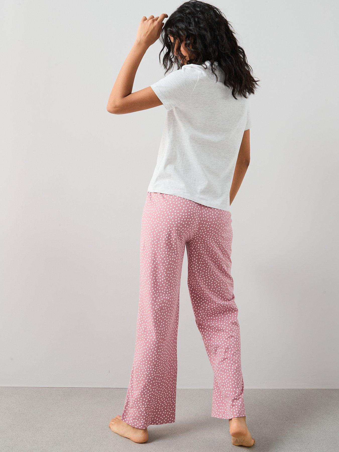 Image 2 of 5 of The Very Collection Short Sleeve Duvet Days Wide Leg Bottoms Pj Set - Oatmeal