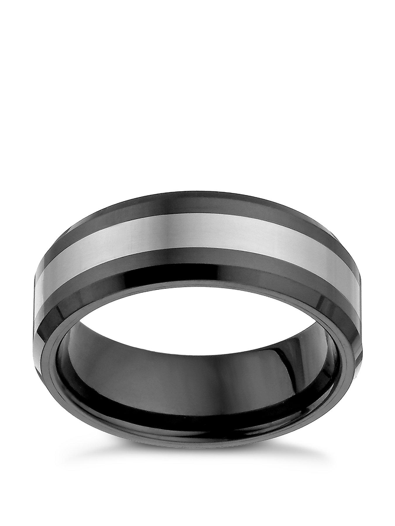 H. Samuel Mens Wedding Band. Tungsten & Black Ceramic Ring