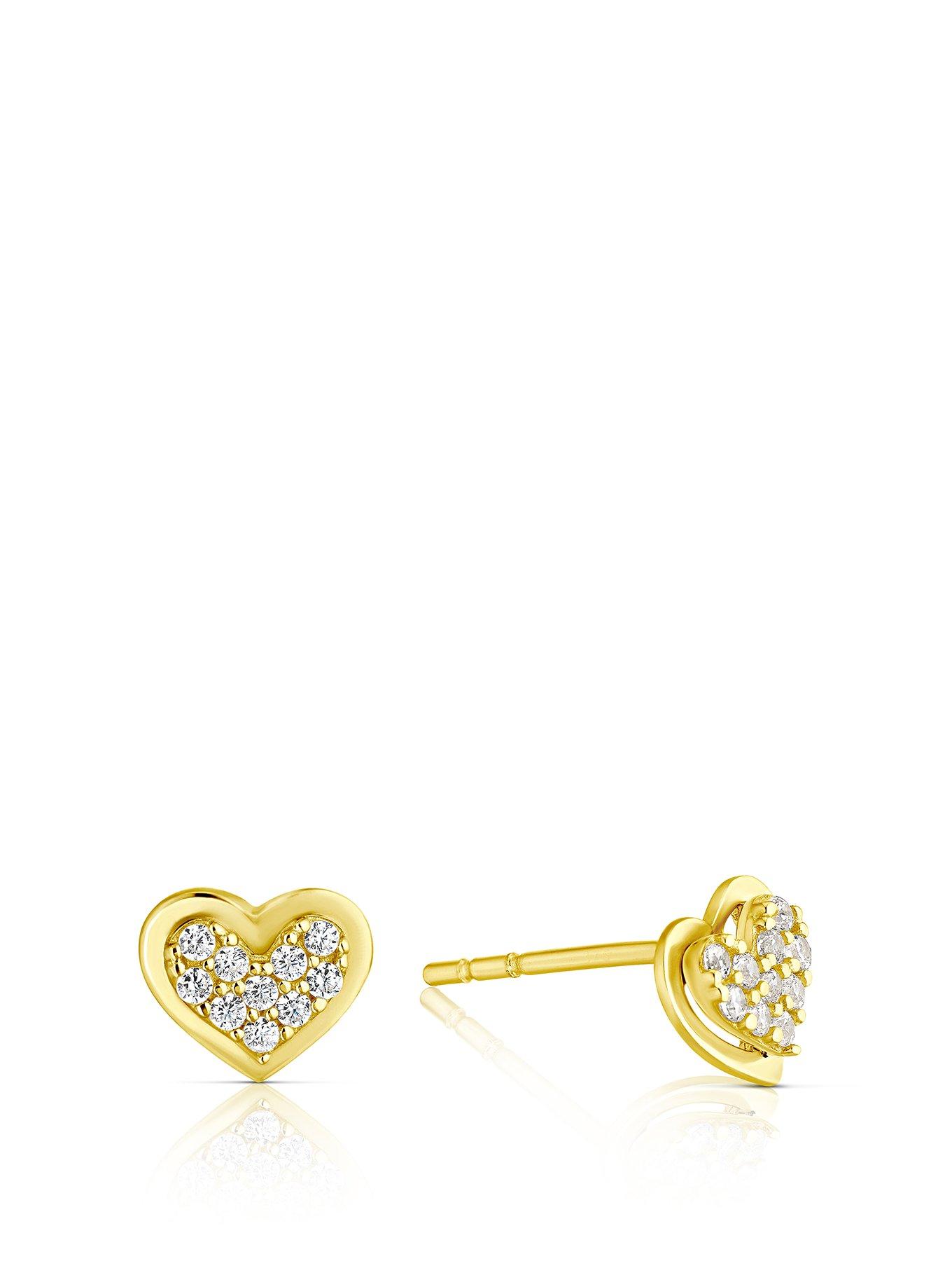 Image 1 of 2 of H. Samuel 9ct Yellow Gold Earrings. Pave Stud Earrings