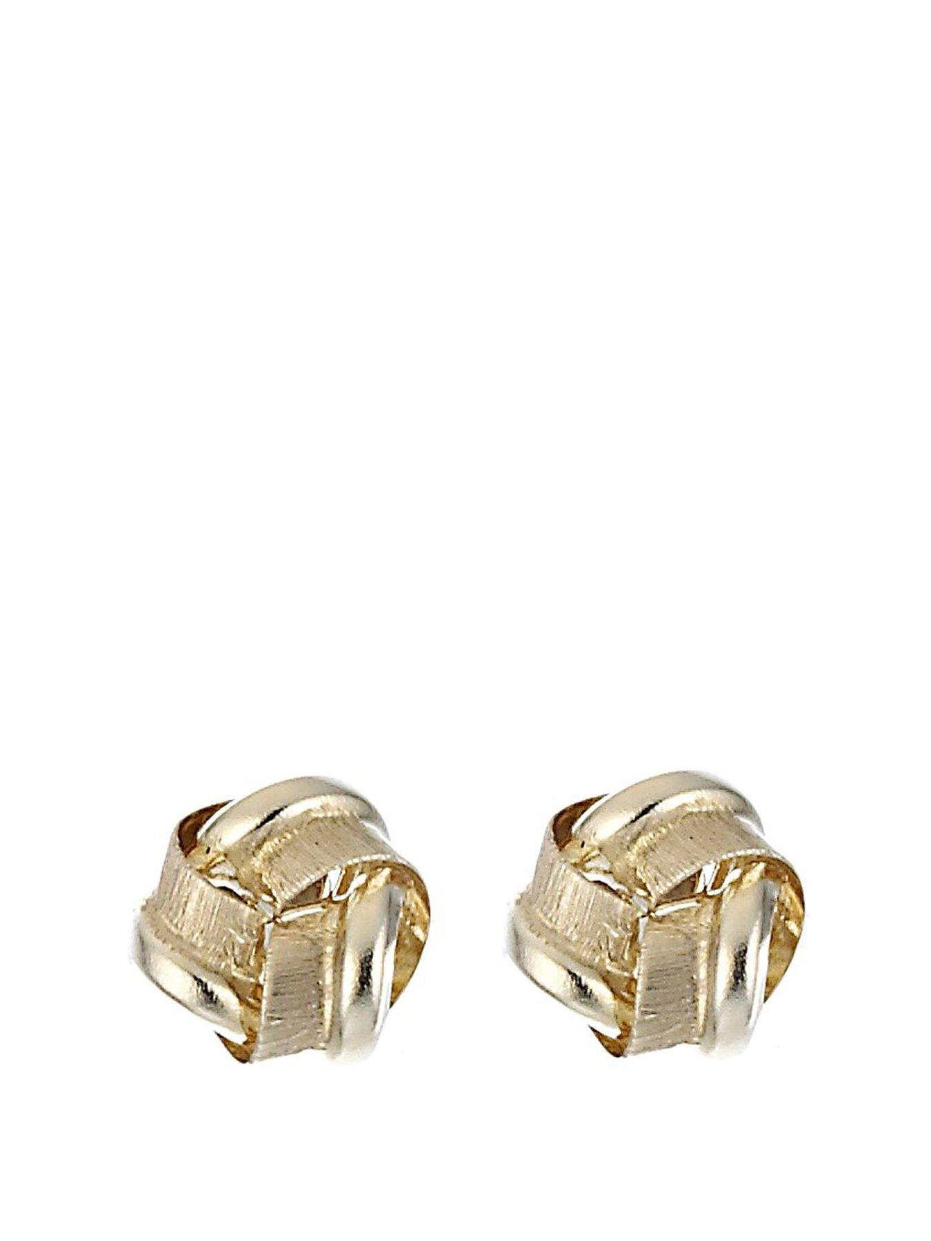 H. Samuel 9ct Yellow Gold Earrings. Textured Polished Knot Stud 6mm Earrings.