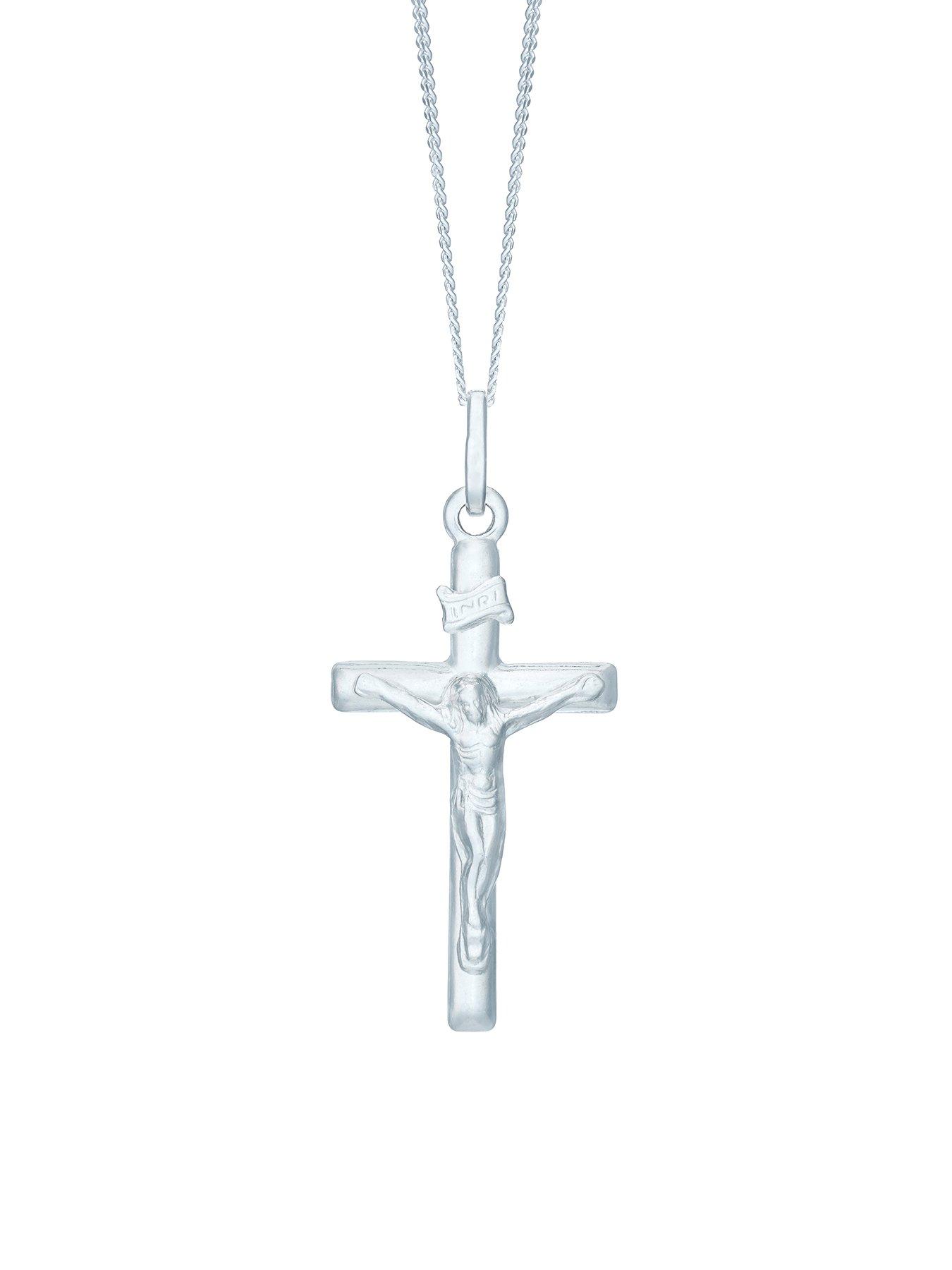 H. Samuel Silver Necklace. Crucifix Pendant 18 inch Necklace