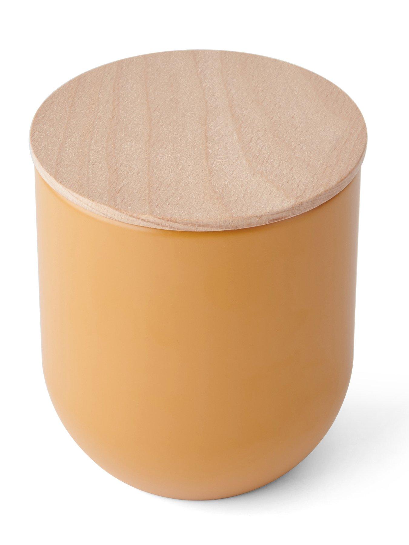 Image 3 of 7 of KitchenCraft Idilica Set of 3 Yellow Storage Jars with Beechwood Lids