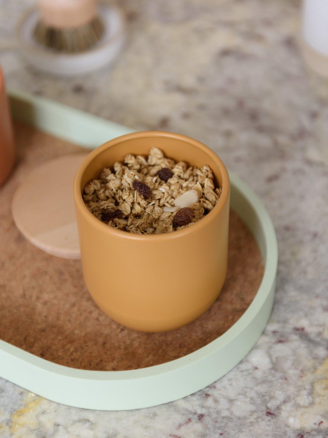 Image 7 of 7 of KitchenCraft Idilica Set of 3 Yellow Storage Jars with Beechwood Lids