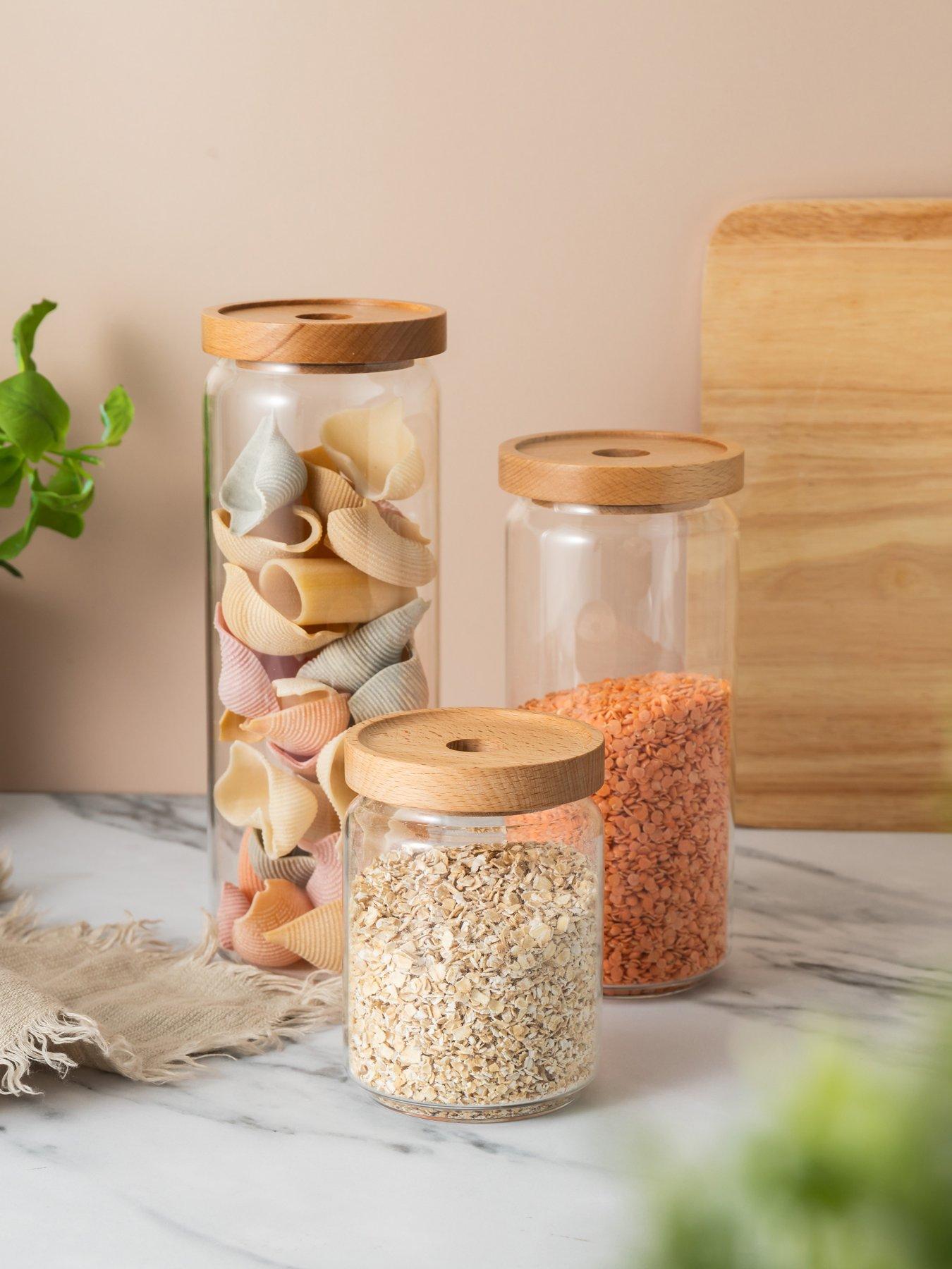 undefined Idilica Set Of 3 Glass Storage Jar Set