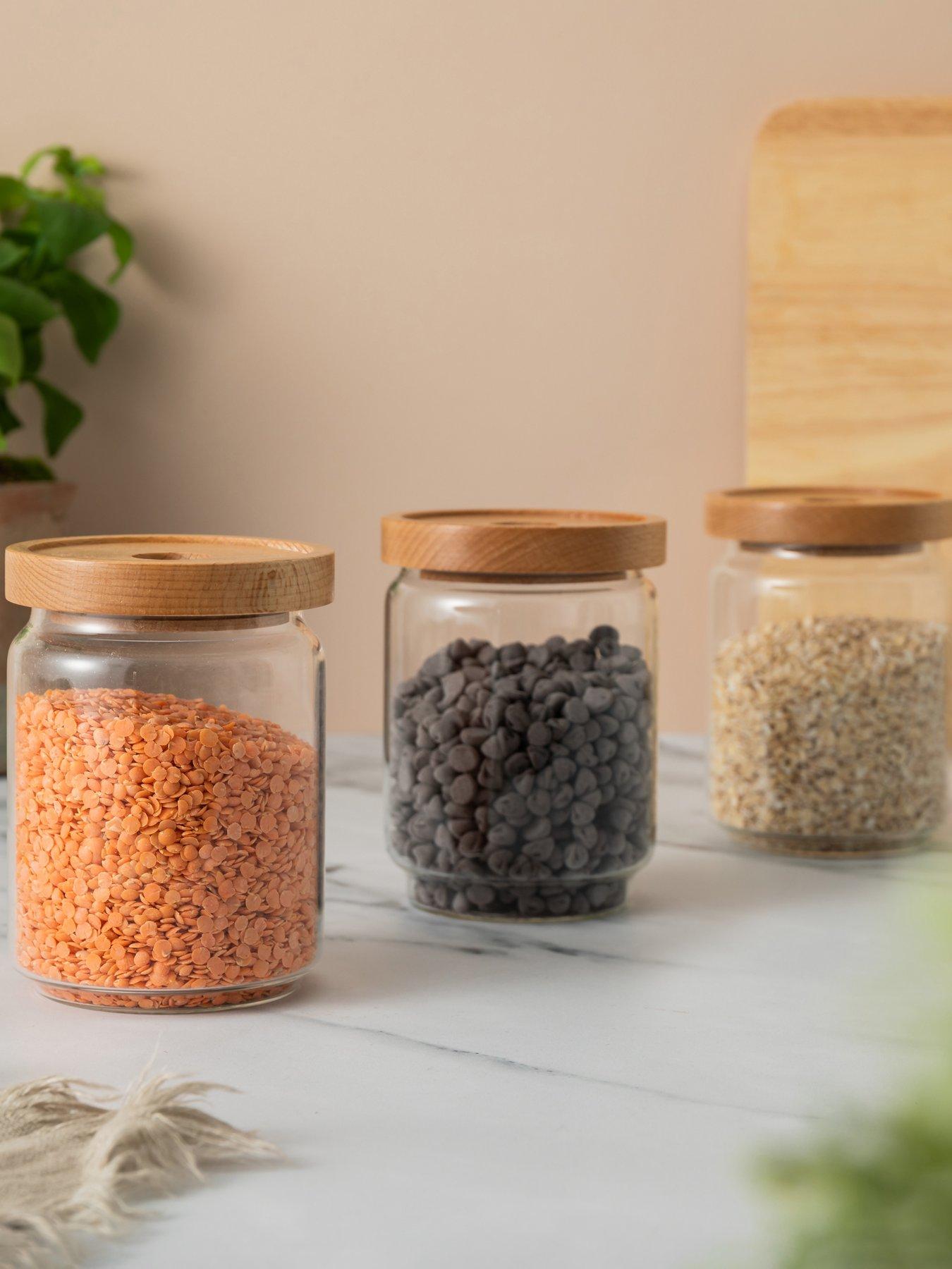 undefined Idilica Set Of 3 Glass Storage Jars, 500ml