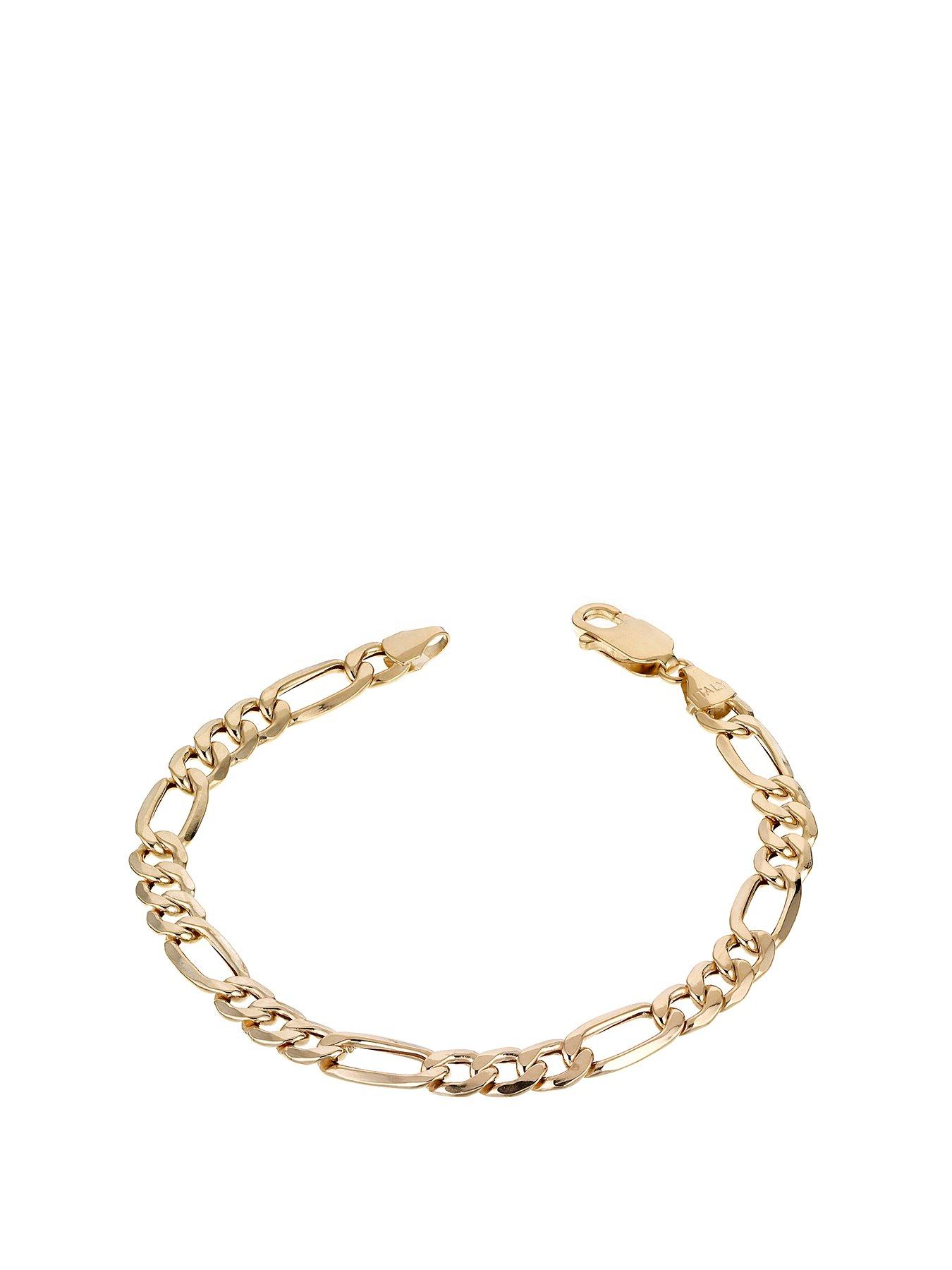 undefined 9ct Yellow Gold Bracelet. 7.25 Inch Figaro Chain Bracelet