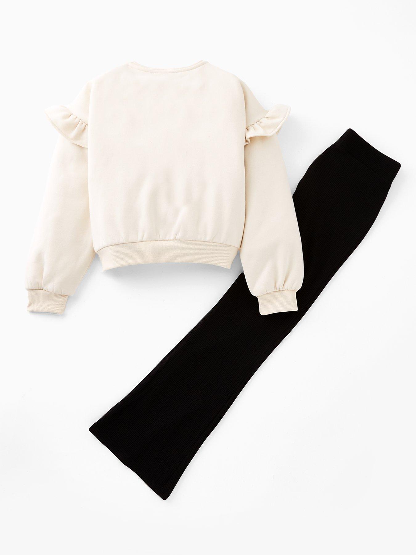 Image 2 of 4 of V by Very Girls Sweat Applique Detail With Flare Leggings - Cream