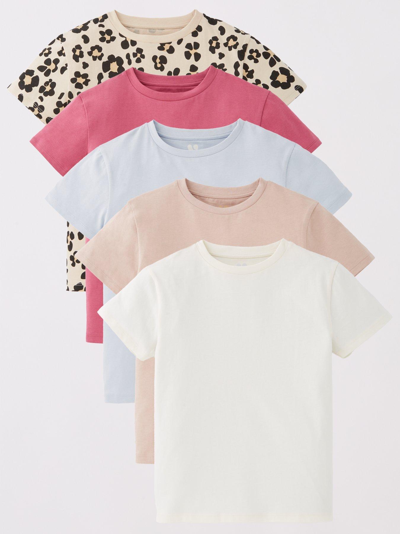 V by Very Girls Short Sleeve 5 Pack Tops - Black