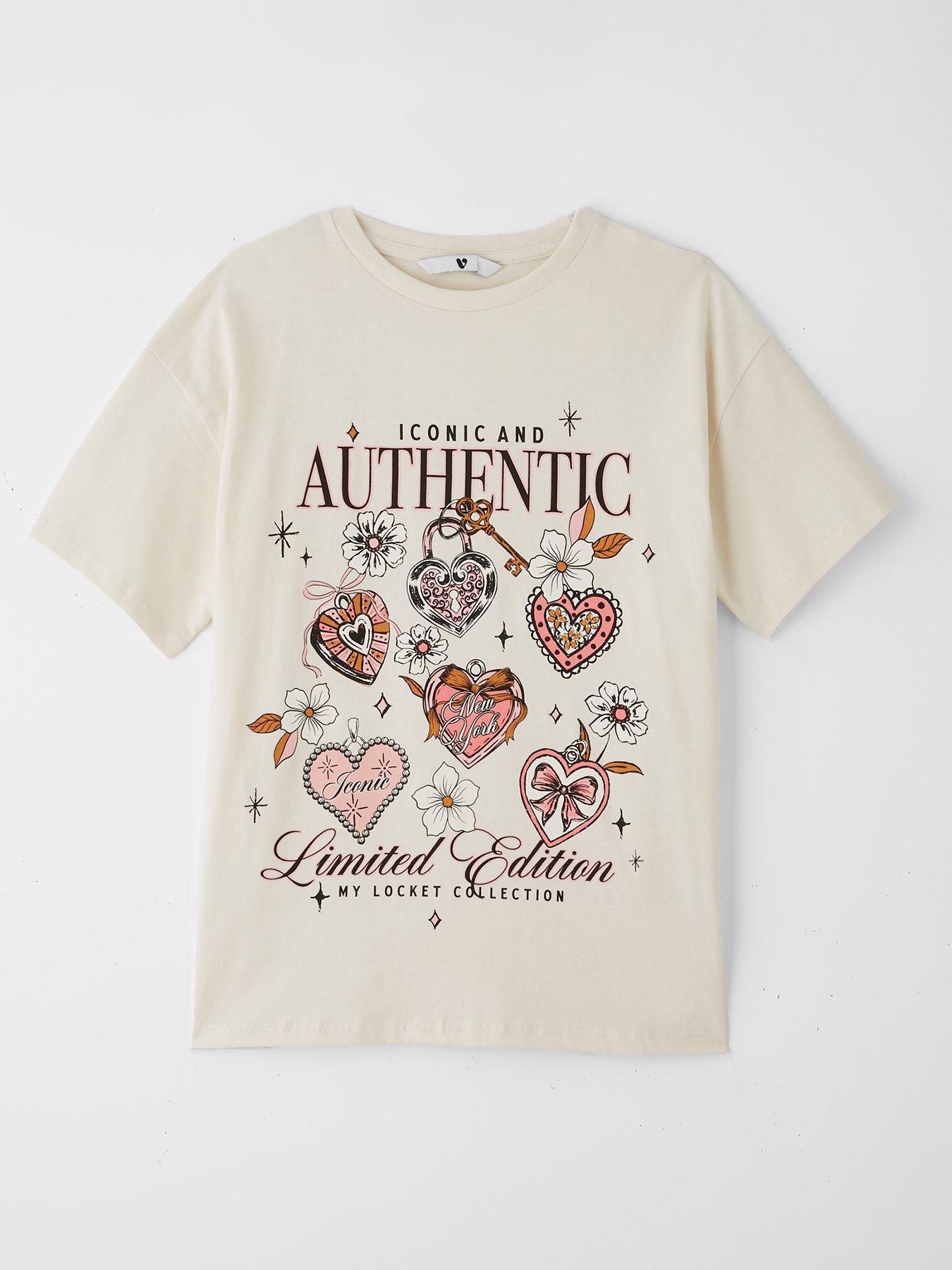 Image 2 of 5 of V by Very Girls Oversized 3 Pack Short Sleeve Tops - Multi