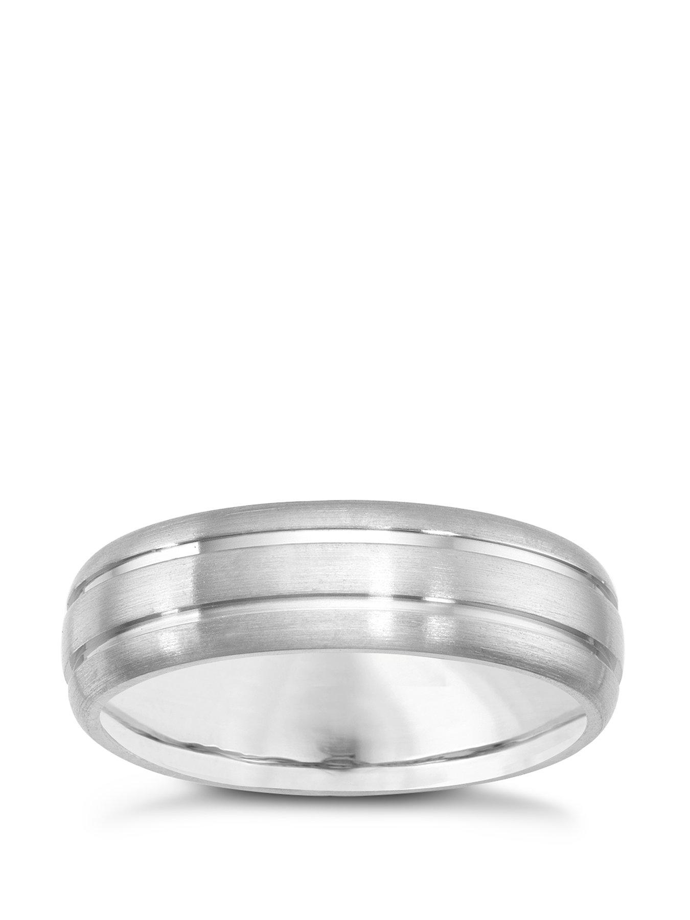 undefined Mens Titanium Wedding Band. Titanium Satin and Polished Mens Ring