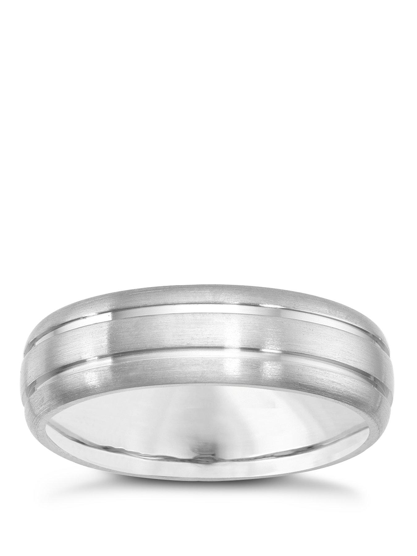 H. Samuel Mens Titanium Wedding Band. Titanium Satin and Polished Mens Ring