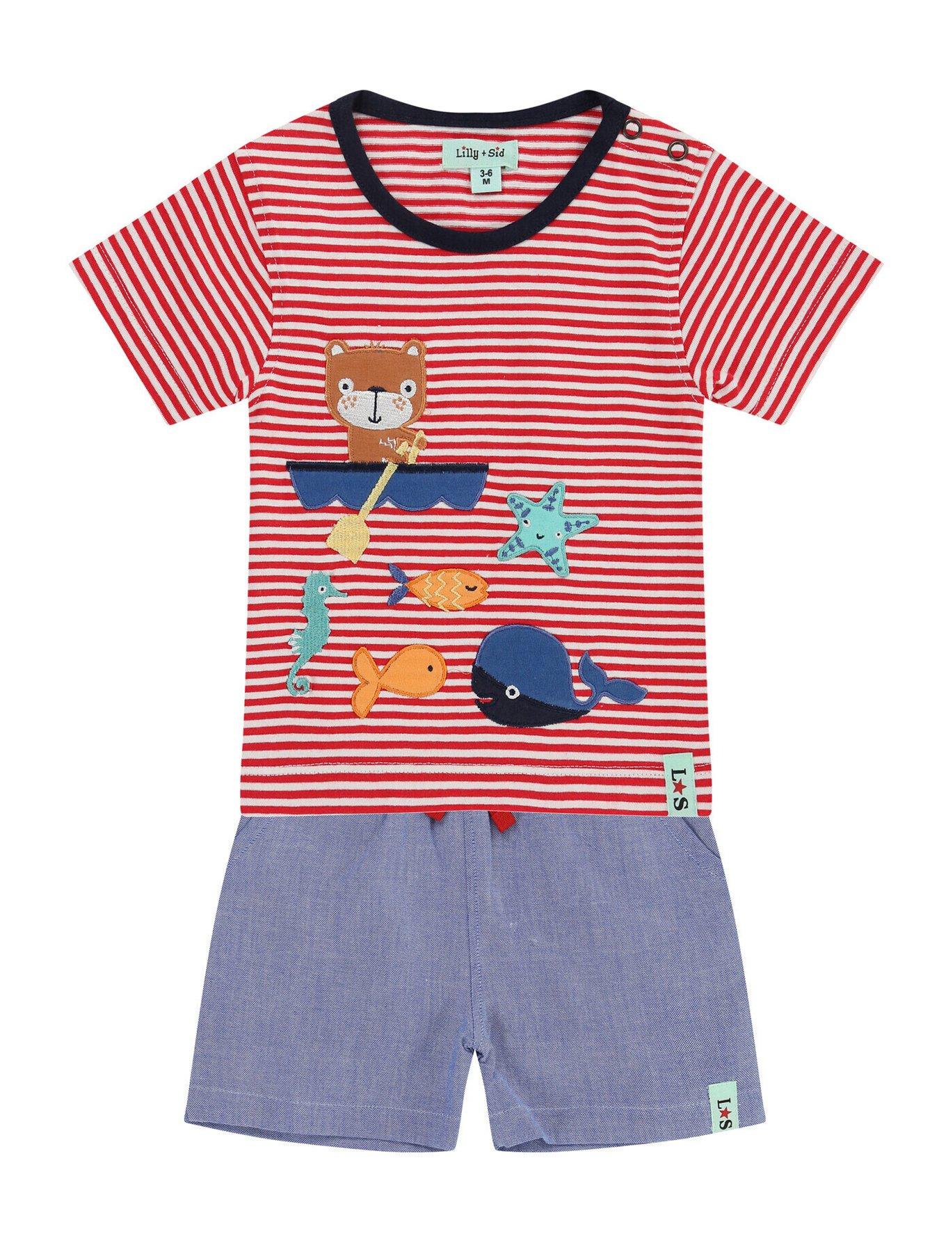 undefined Baby Boys Boat Applique Short Set - Multi
