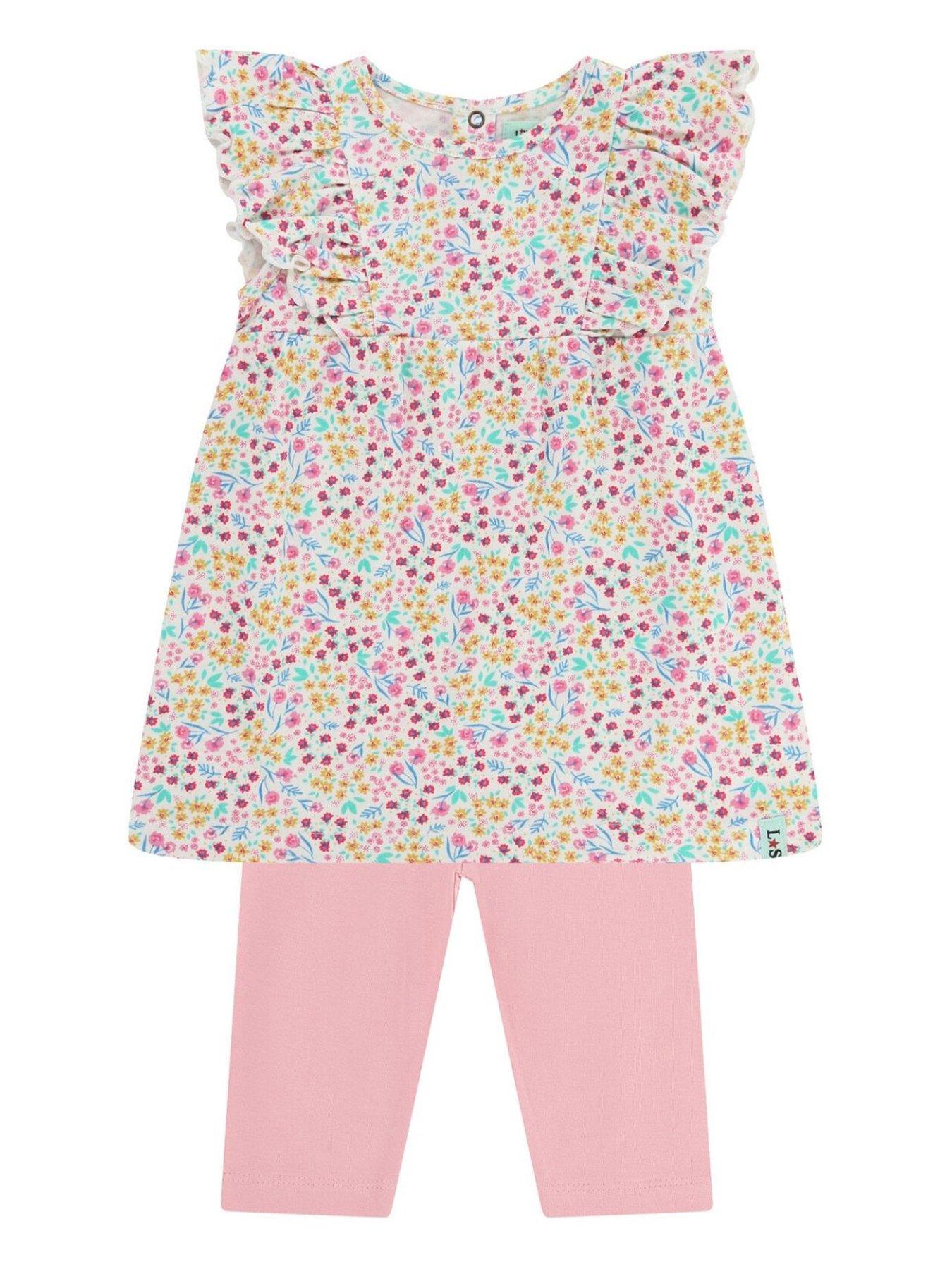 undefined Baby Girls Floral Tunic And Cropped Leggings - Blue